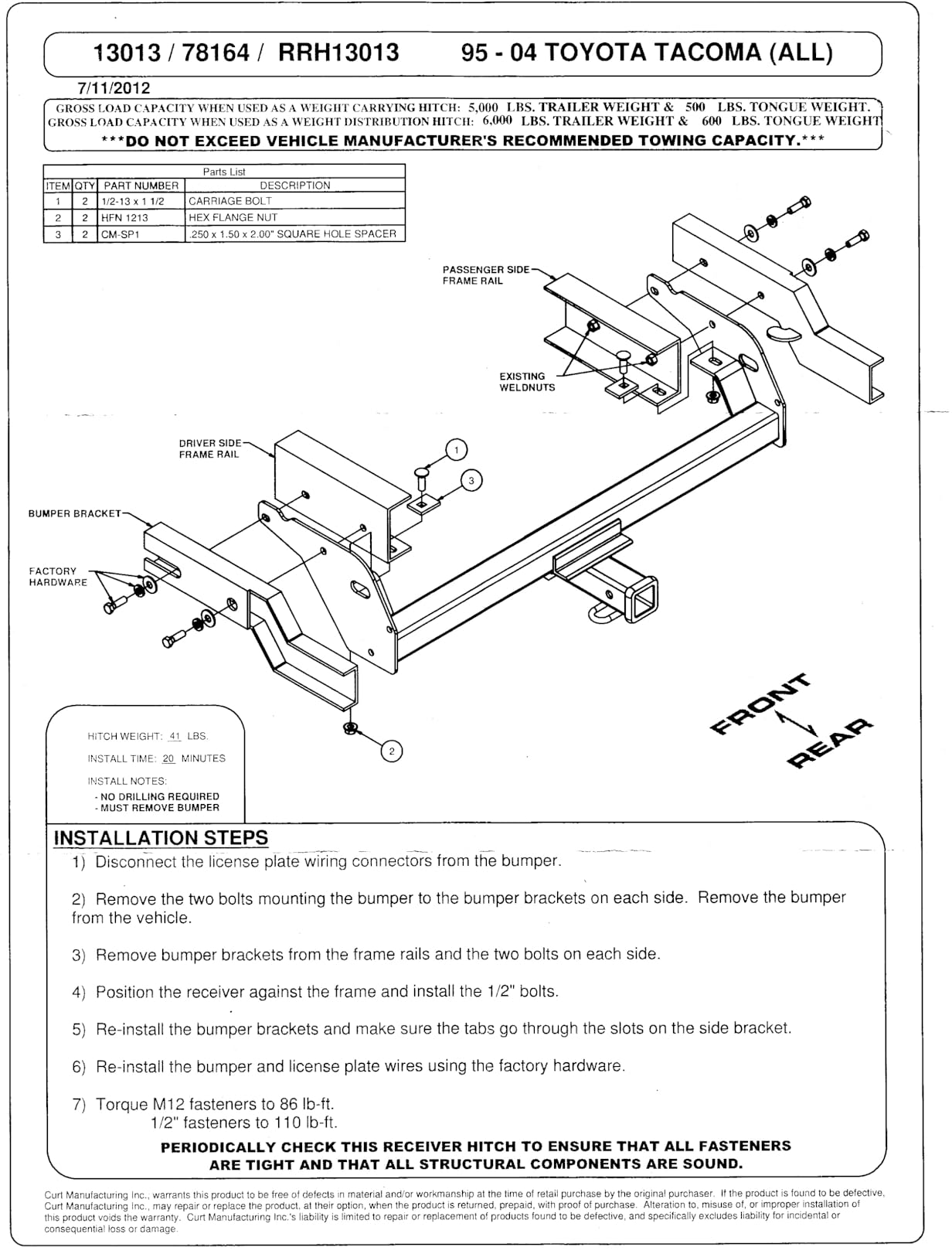 Curt Manufacturing 13013 Class III Receiver customer photo 1