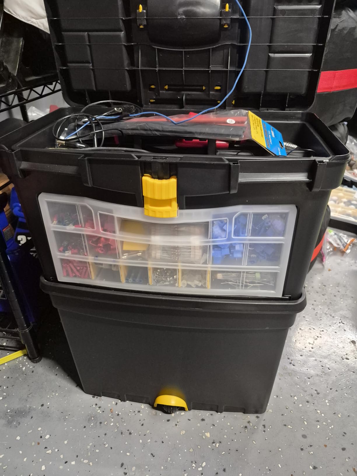 Rolling Tool Box with Wheels, Foldable Comfort Handle, and Removable Top - Toolbox Organizers and Storage by Stalwart customer photo 1