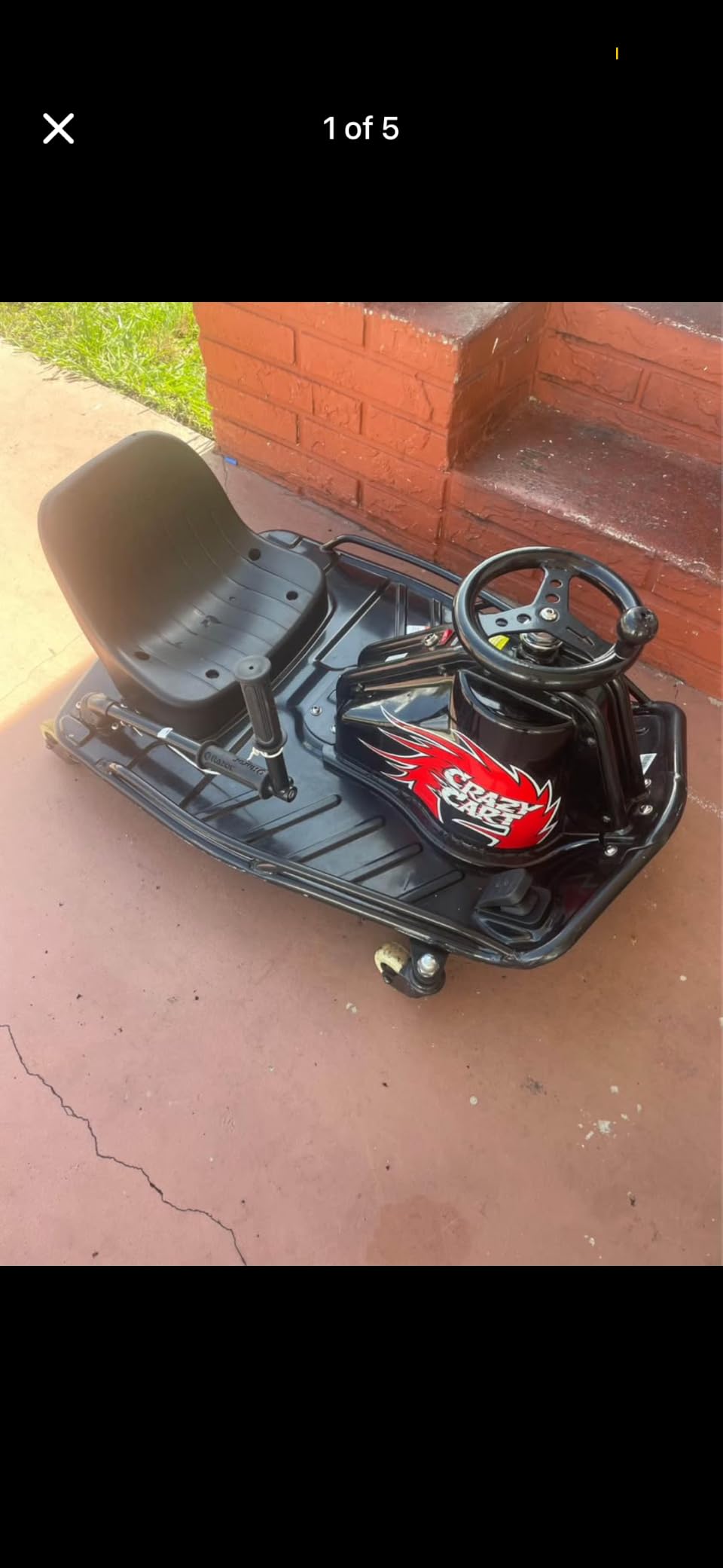 Razor Crazy Cart DLX - 24V Electric Drifting Go Kart - Enhanced Drift Bar, Brodie Knob Steering, Variable Speed, Up to 12 mph, Black/Red customer photo 2
