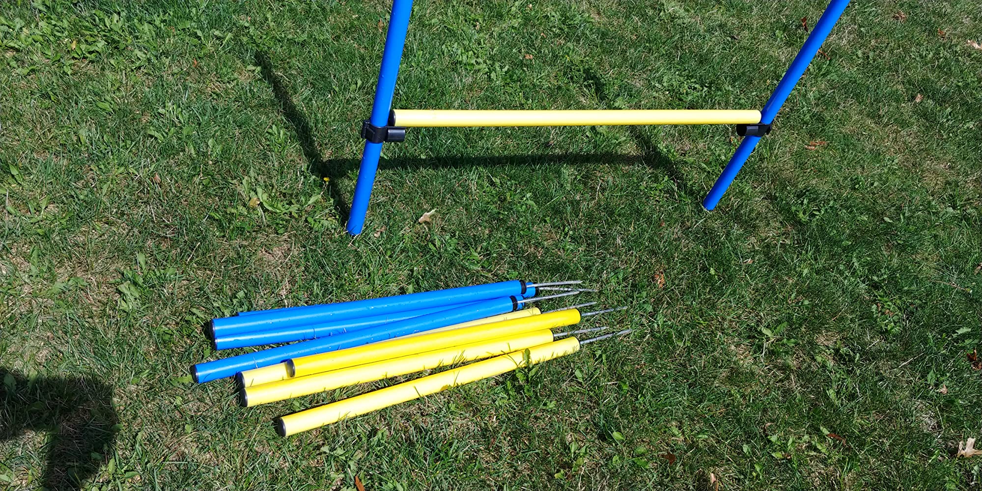 PawHut 4PC Obstacle Dog Agility Training Course Kit Backyard Competitive Equipment- Blue/Yellow | Tunnel, Pause Box, Weave Poles, Carrying Bag, Backyard Set customer photo 1