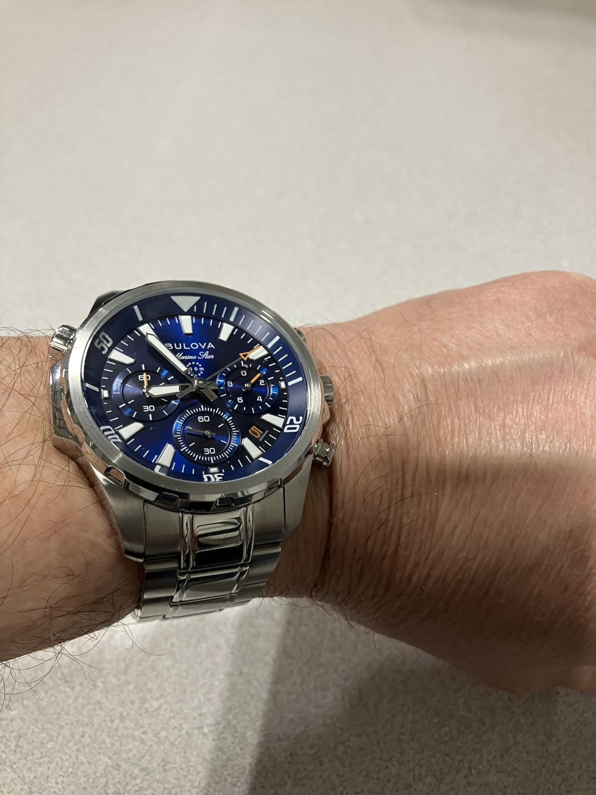 Men's Marine Star Series B Stainless Steel 6-Hand Chronograph Quartz Watch, Blue Dial Style: 96B256 customer photo 2