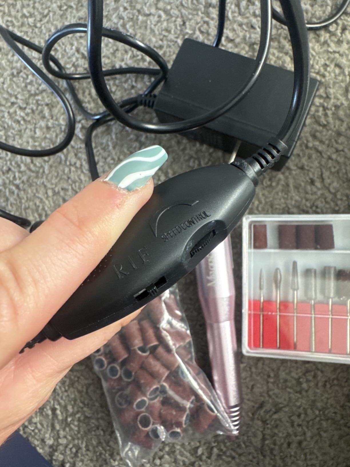 MelodySusie Pen-Shaped Portable Nail Drill with AC Adapter, PC120B 20000RPM Electric File with Compact Design for All Nail Care, Manicure Polishing, Shaping & Gel Removal at Home for Beginners customer photo 1