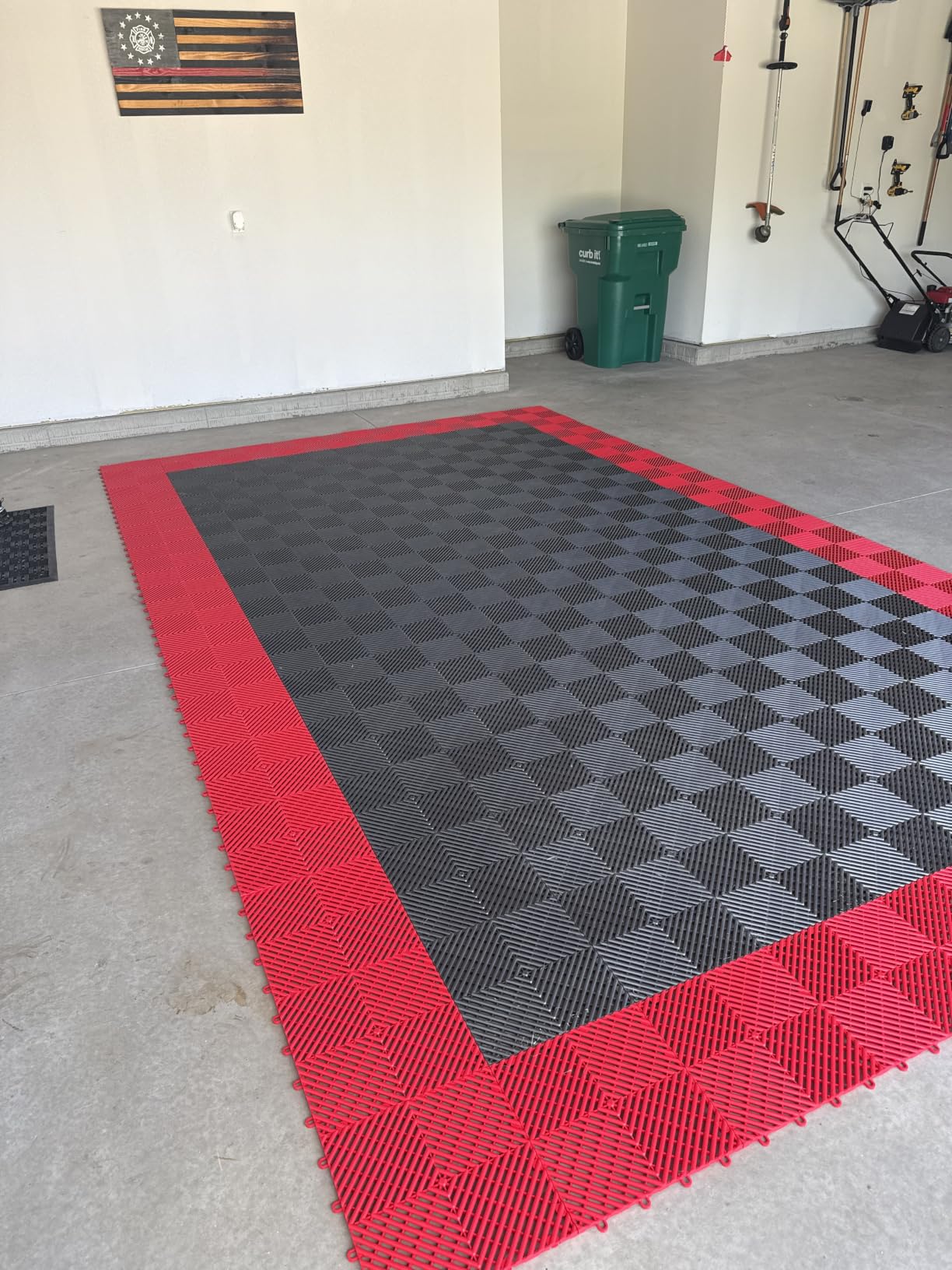 Big Floors RaceDeck Garage Floor Tiles, Interlocking Garage Flooring, Free-Flow Self-Draining Non-Slip Heavy-Duty Copolymer, Easy Install (Graphite, 48 Pack of 12 x 12