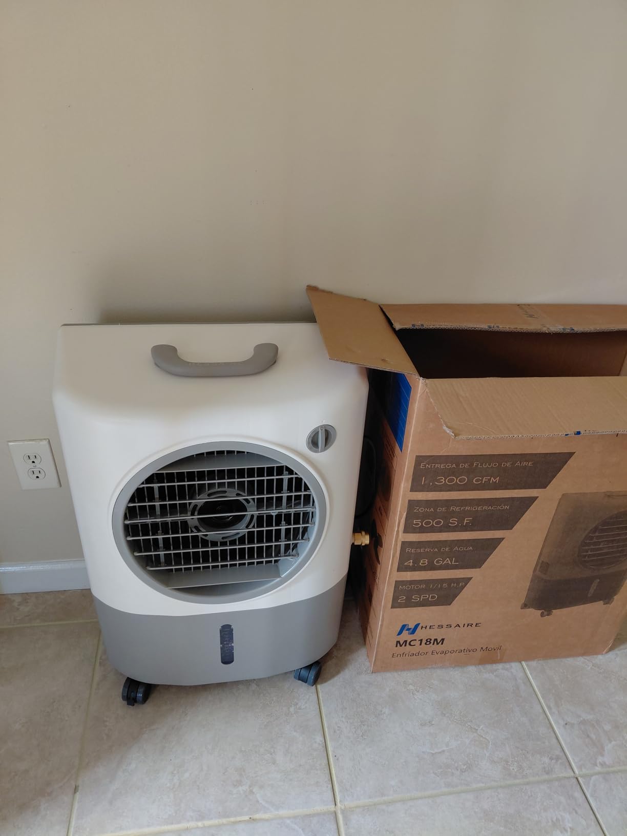 Hessaire MC18M 1300 CFM Portable Swamp Cooler, 500 sq. ft. Coverage Evaporative Air Cooler with 2-Speed Fan, High Velocity Outdoor Cooling Fan customer photo 2