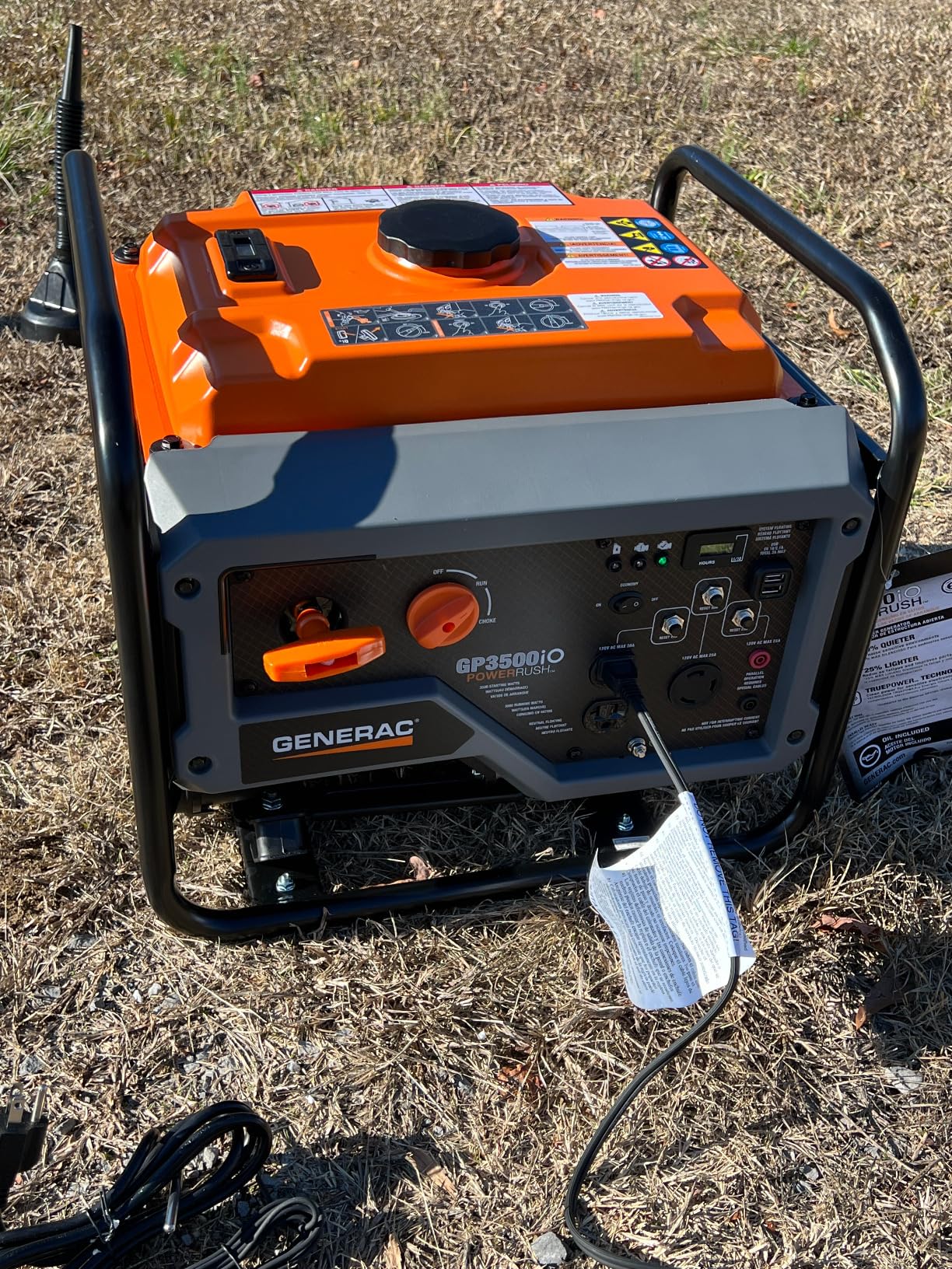 Generac 7128 GP3500iO 3,500-Watt Gas Powered Open Frame Portable Inverter Generator - Quieter & Lighter Design with Increased Starting Capacity - Produces Clean, Stable Power - CARB Compliant customer photo 1