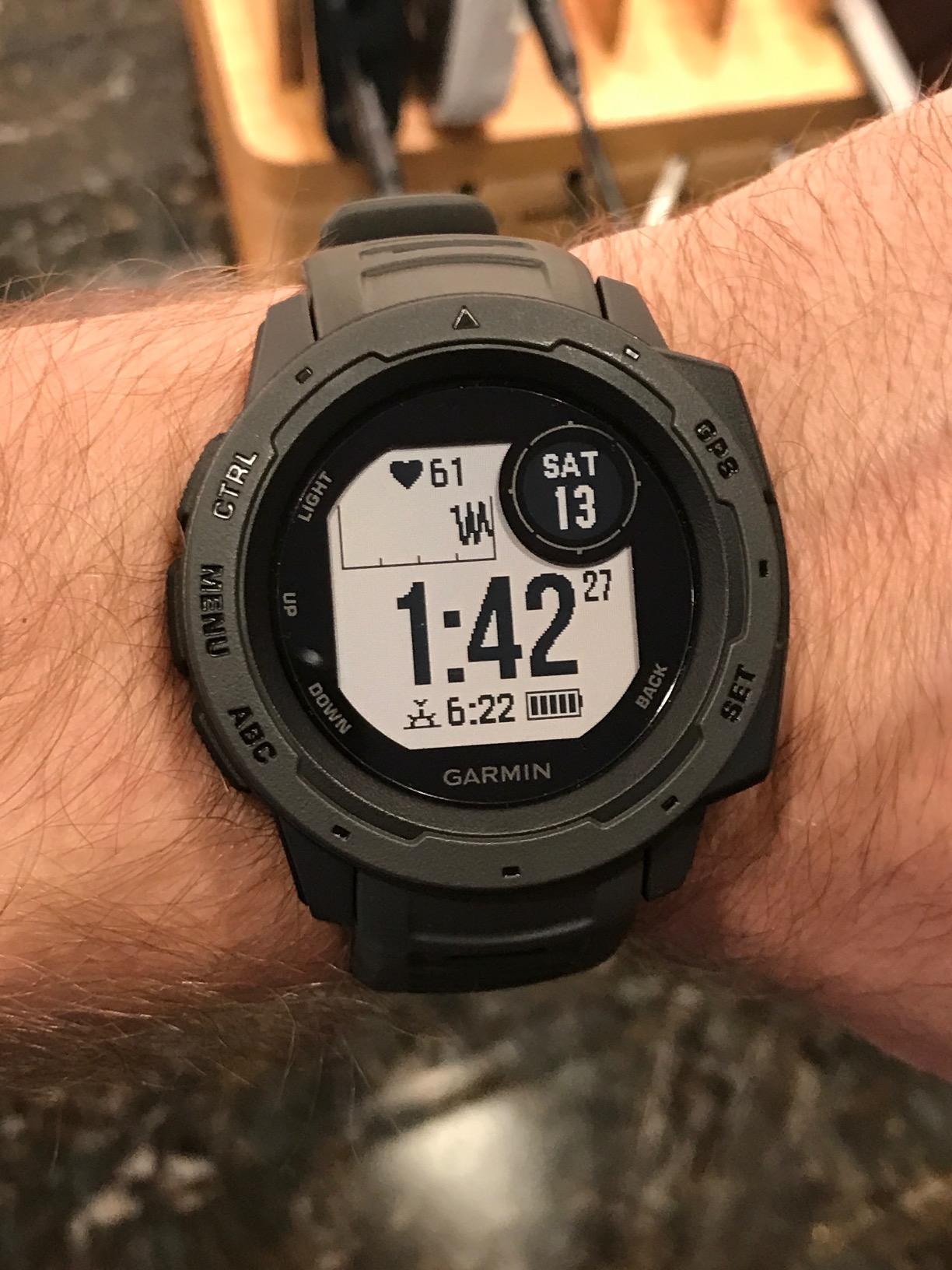 Garmin Instinct, Rugged Outdoor Watch with GPS, Features Glonass and Galileo, Heart Rate Monitoring and 3-Axis Compass, Graphite customer photo 1