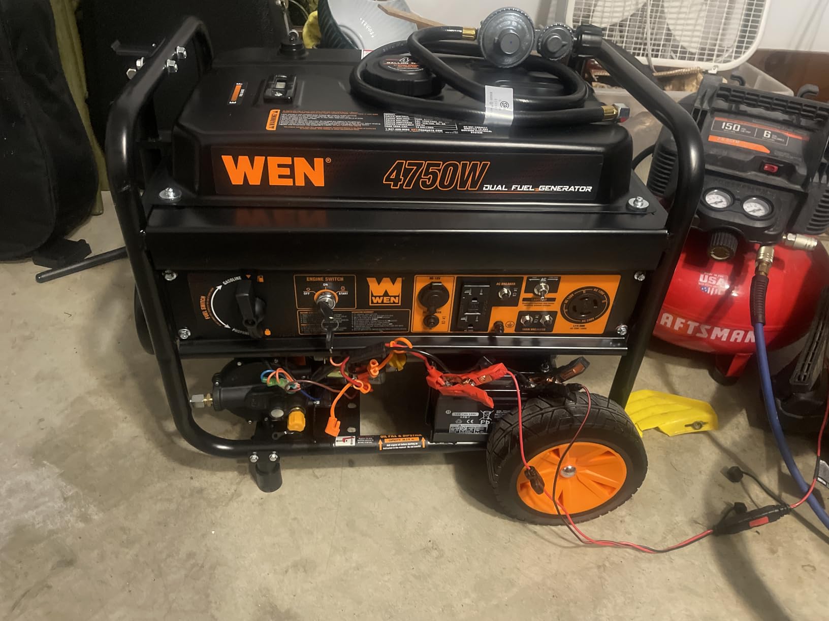 WEN 4,750-Watt 120V/240V Dual Fuel Portable Generator with Wheel Kit and Electric Start (DF475T) customer photo 1