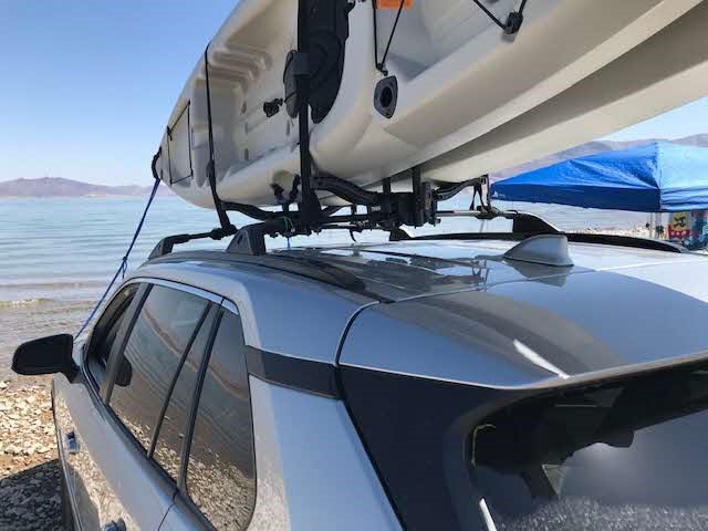 Thule Compass Kayak and SUP roof rack - Carries 2 kayaks or 2 SUPs - J-style carrier - Universal mounting hardware included - Fits 36 wide kayaks and SUPs - 130lb weight limit customer photo 2