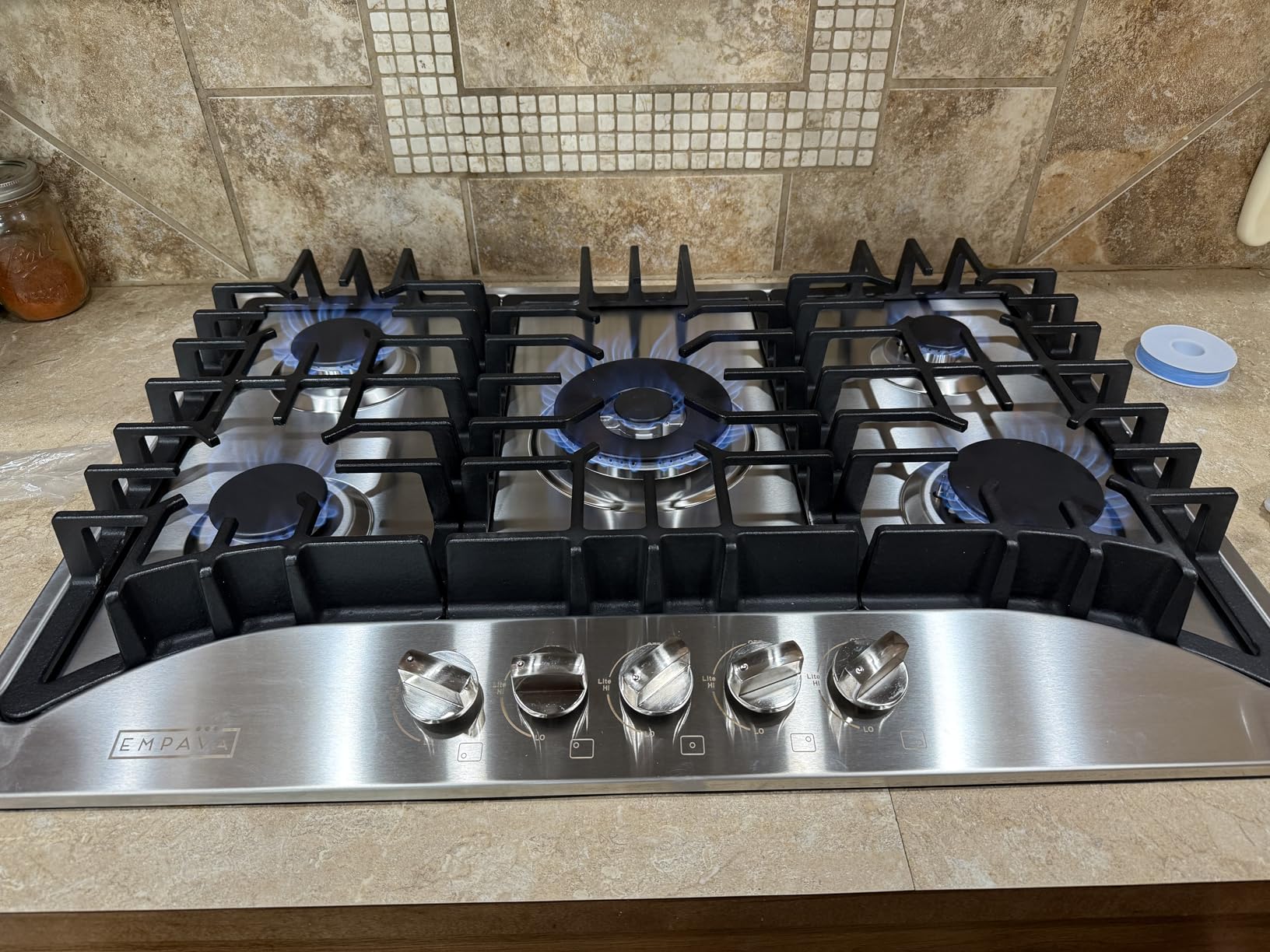 30 Inch Gas Cooktop with 5 World Class Made in Italy SABAF Burners, LPG/NG Convertible, Ideal RV Top Stoves for Kitchen, Stainless Steel customer photo 1