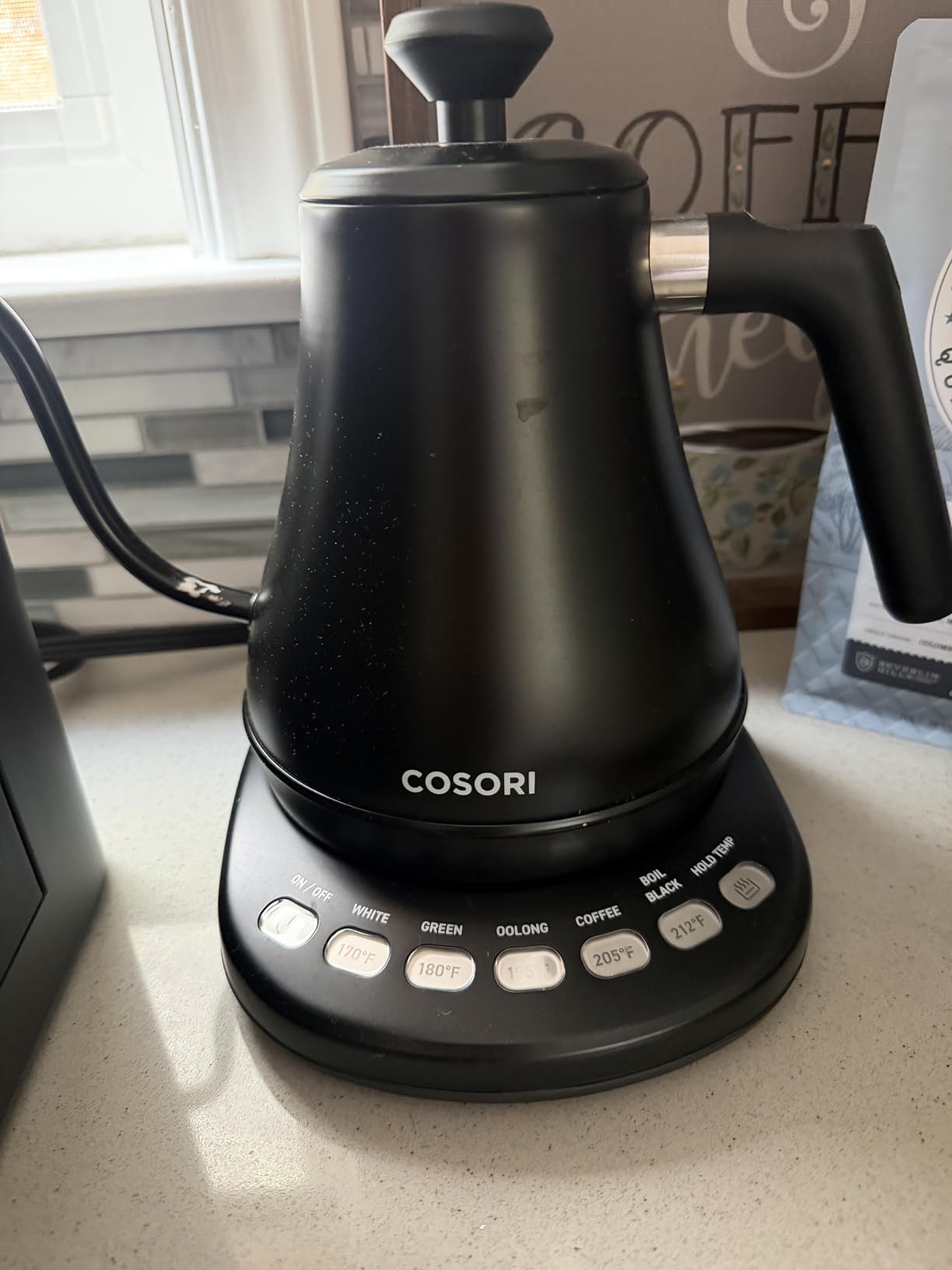 Cosori Electric Gooseneck Kettle with 5 Temperature Control Presets, Pour Over Kettle for Coffee & Tea, Hot Water Boiler, 100% Stainless Steel Inner Lid & Bottom, 1200W, 0.8L, Black customer photo 2