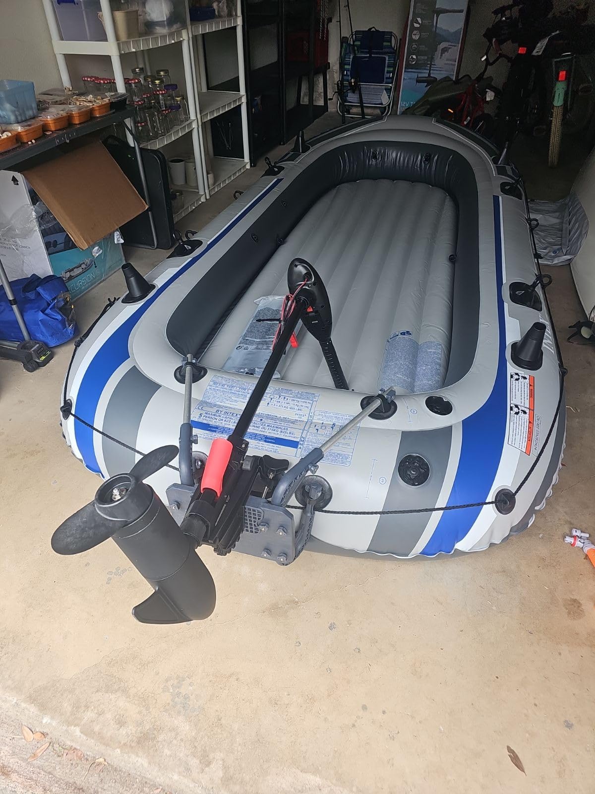 Intex Excursion 5 Inflatable 5 Person Boat and Accessories Set for Outdoor Fishing and Boating Bundled with 8 Speed Transom Mount Trolling Motor customer photo 1