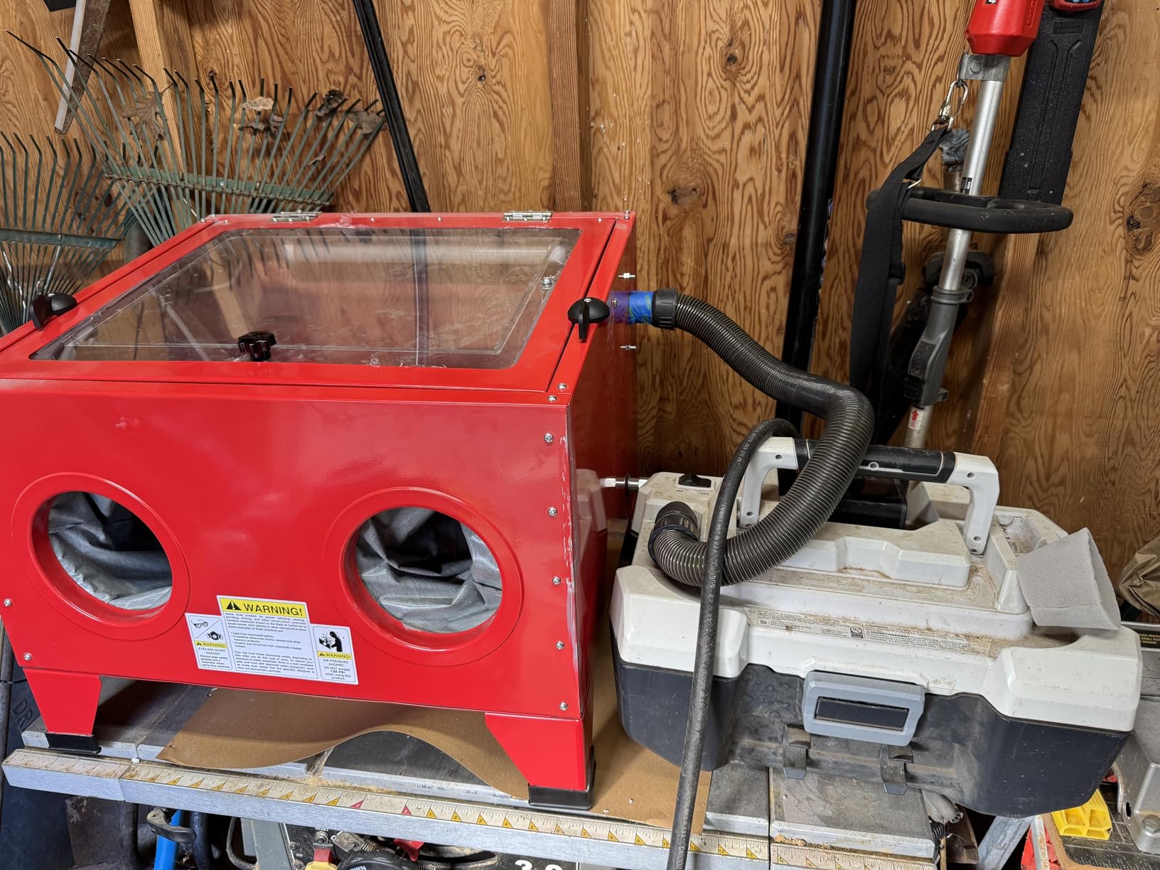 25 Gallon Sandblasting Cabinet | 40-80 PSI, Blasting Gun & 4 Nozzle, Heavy Duty Steel Bench Top, For Stain, Removal, Paint customer photo 1