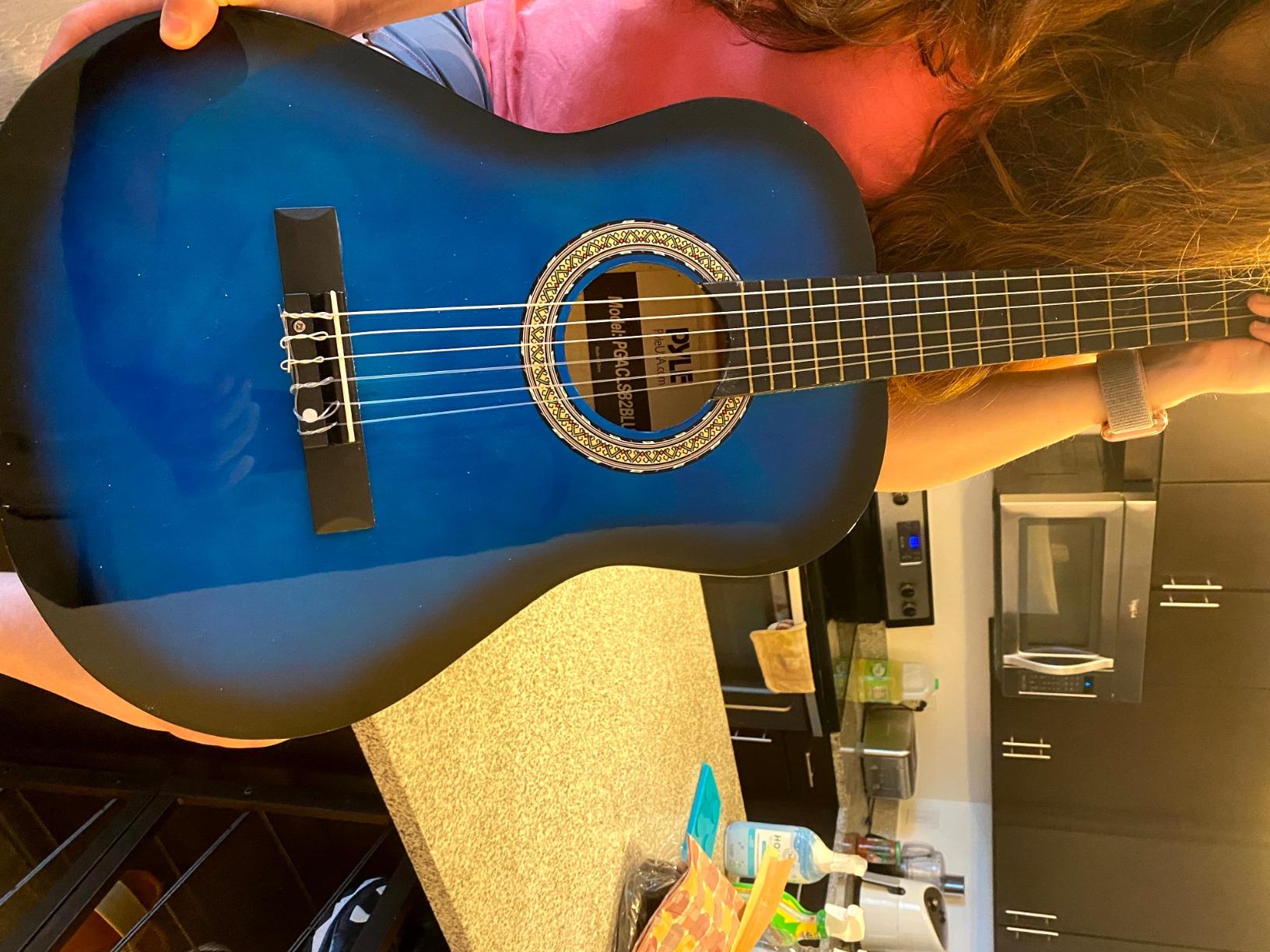 Pyle 36-Inch Beginner Classical Acoustic Guitar Kit, 3/4 Size Junior Nylon String Guitar - Blue Burst customer photo 2