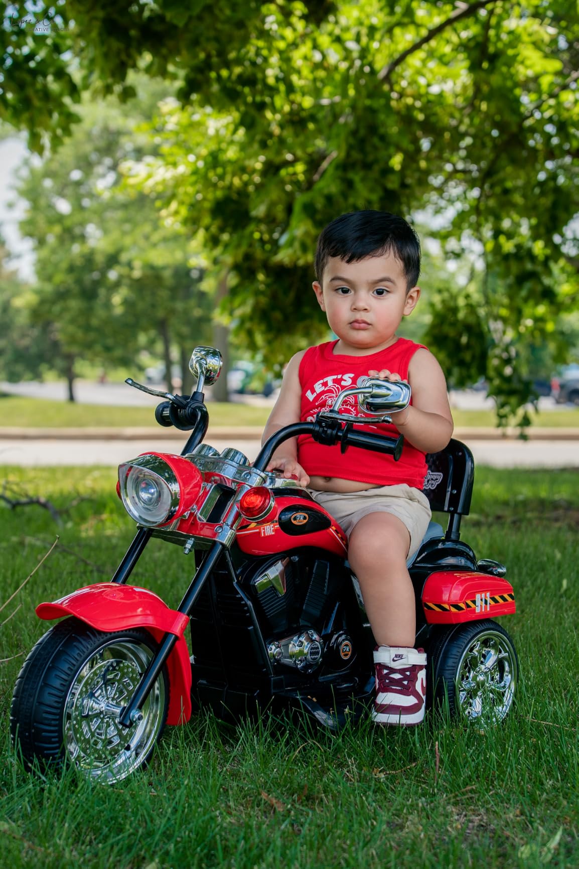 Costzon Kids Motorcycle, 6V Battery Powered Ride on Chopper Motorcycle w/Horn, Headlight, 3-Wheel Stable Ride on Toys, Electric Toddler Motorcycle for Kids, Gift for Boys Girls (Blue) customer photo 1