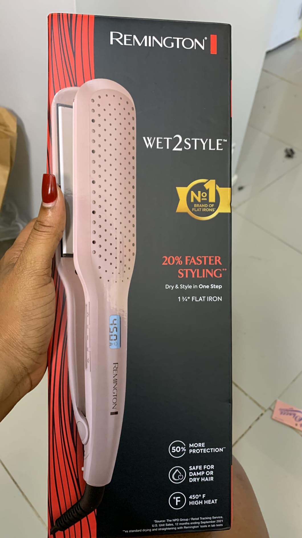 Remington Wet2Straight Hair Straightener / Flat Iron, 450°F Salon High Heat, 1 3/4