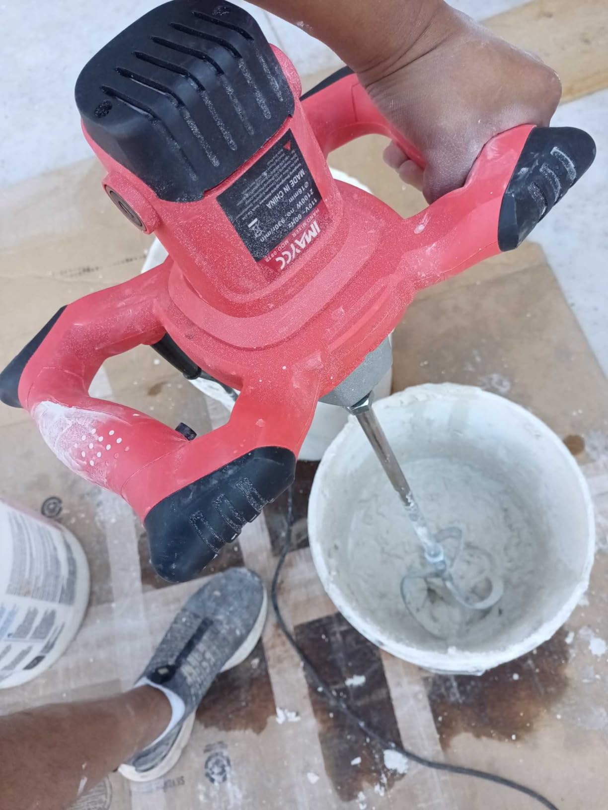 IMAYCC Cement Mixer, 2100W Electric Concrete Mixer with 6 Speed, 110V Handheld Mud Mixer for Motar,Paint, Grout, Plaster, Thinset,Fodder Stirring Tool customer photo 2