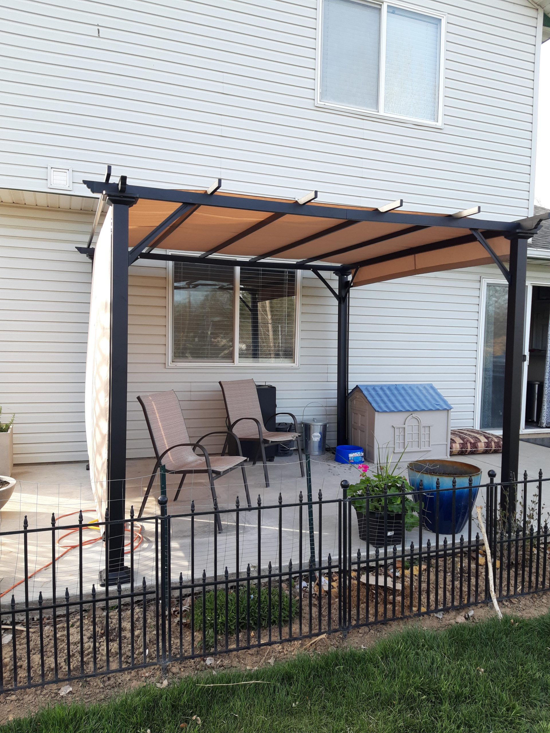 Outsunny 12' x 10' Outdoor Retractable Pergola Canopy with Sun Shade Beige | Unique Design Canopy, Patio Metal Shelter, Garden Porch Beach customer photo 1