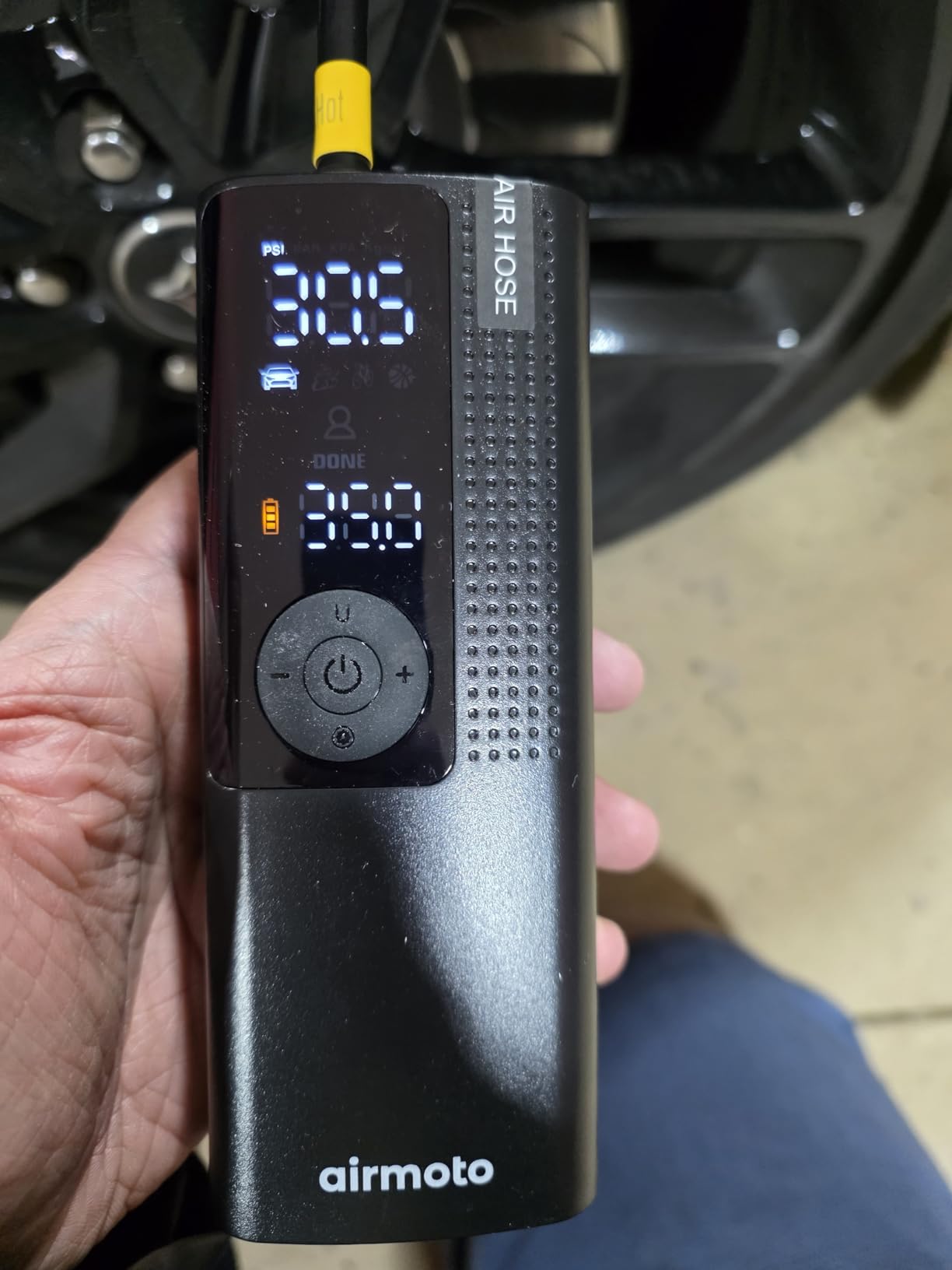 Airmoto Tire Inflator Portable Air Compressor for Cars, Bikes and Bicycles | Cordless Air Pump with Digital Pressure Gauge, Bright LED & Auto Shut-Off, Works on All Tires and Inflatables customer photo 2