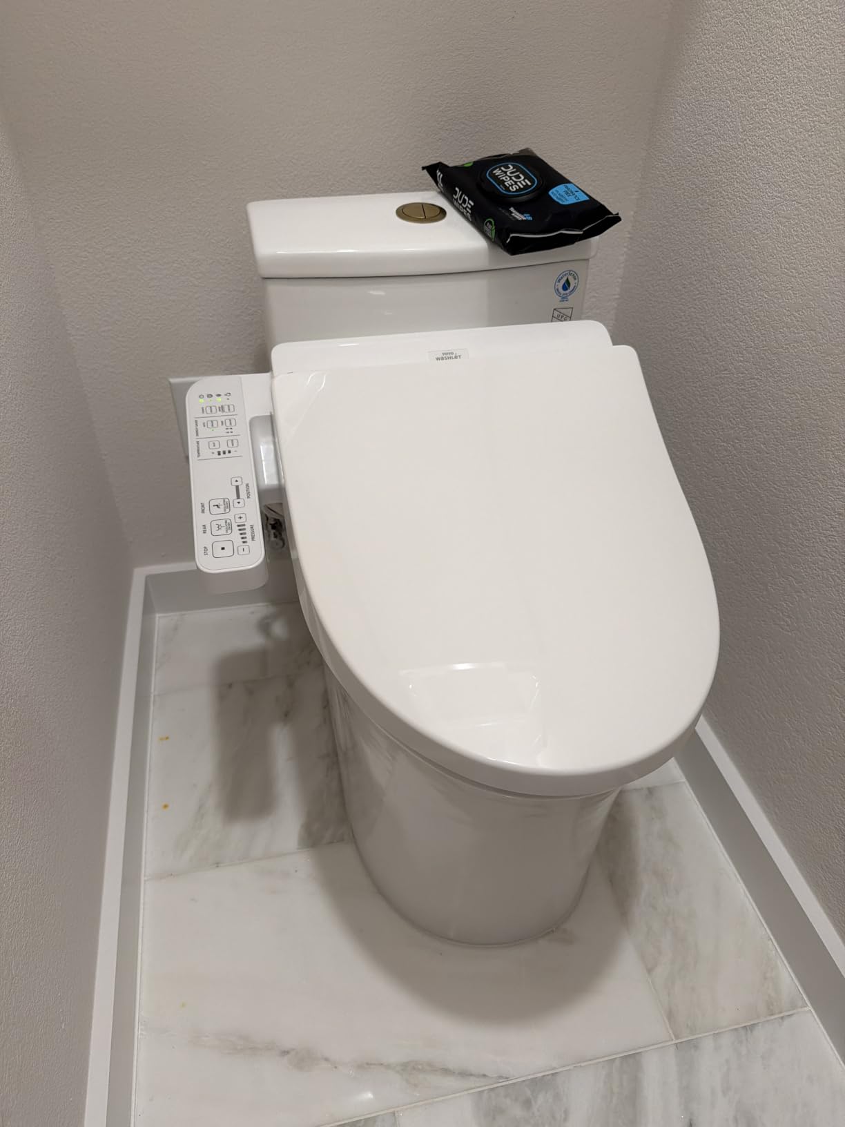 TOTO WASHLET A2 Electronic Bidet Toilet Seat with Heated Seat and SoftClose Lid, Elongated, Cotton White - SW3004#01 customer photo 1