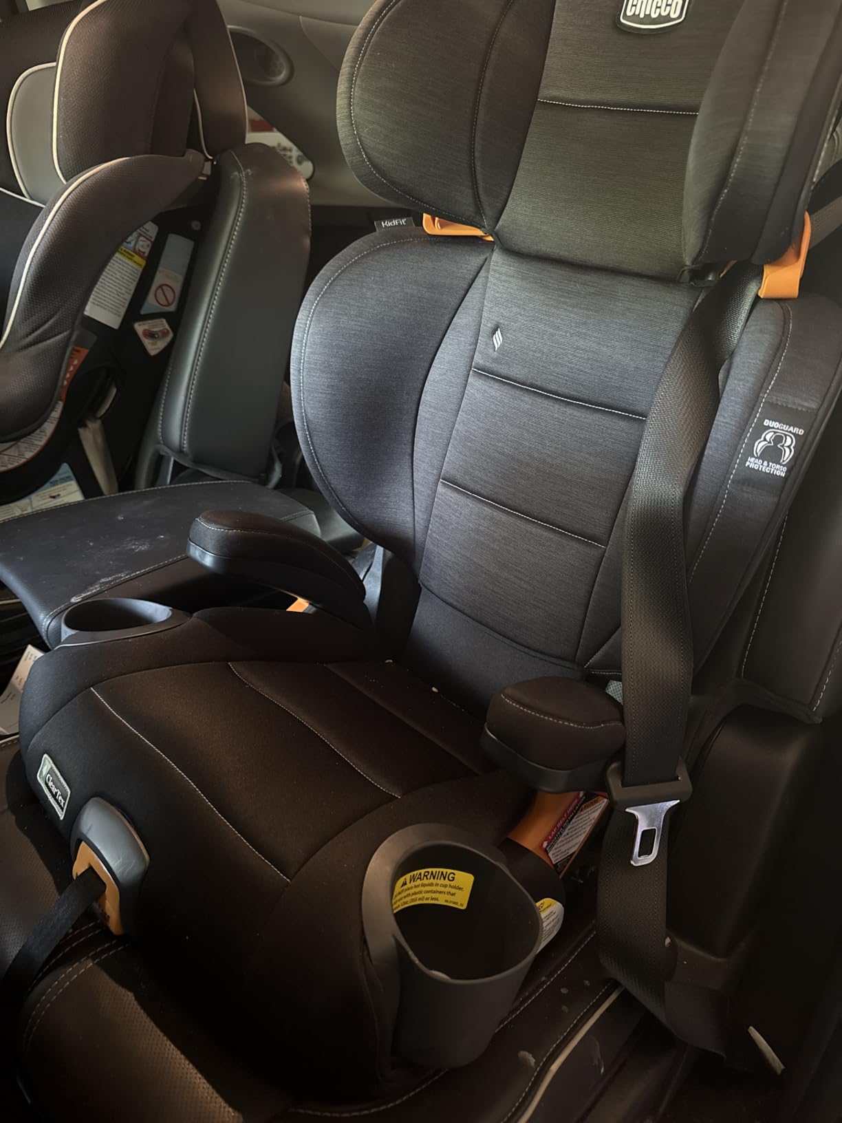Chicco KidFit ClearTex Plus 2-in-1 Belt-Positioning Booster Car Seat, Obsidian/Black, 40-100 lbs, DuoGuard protection, ErgoBoost foam customer photo 1