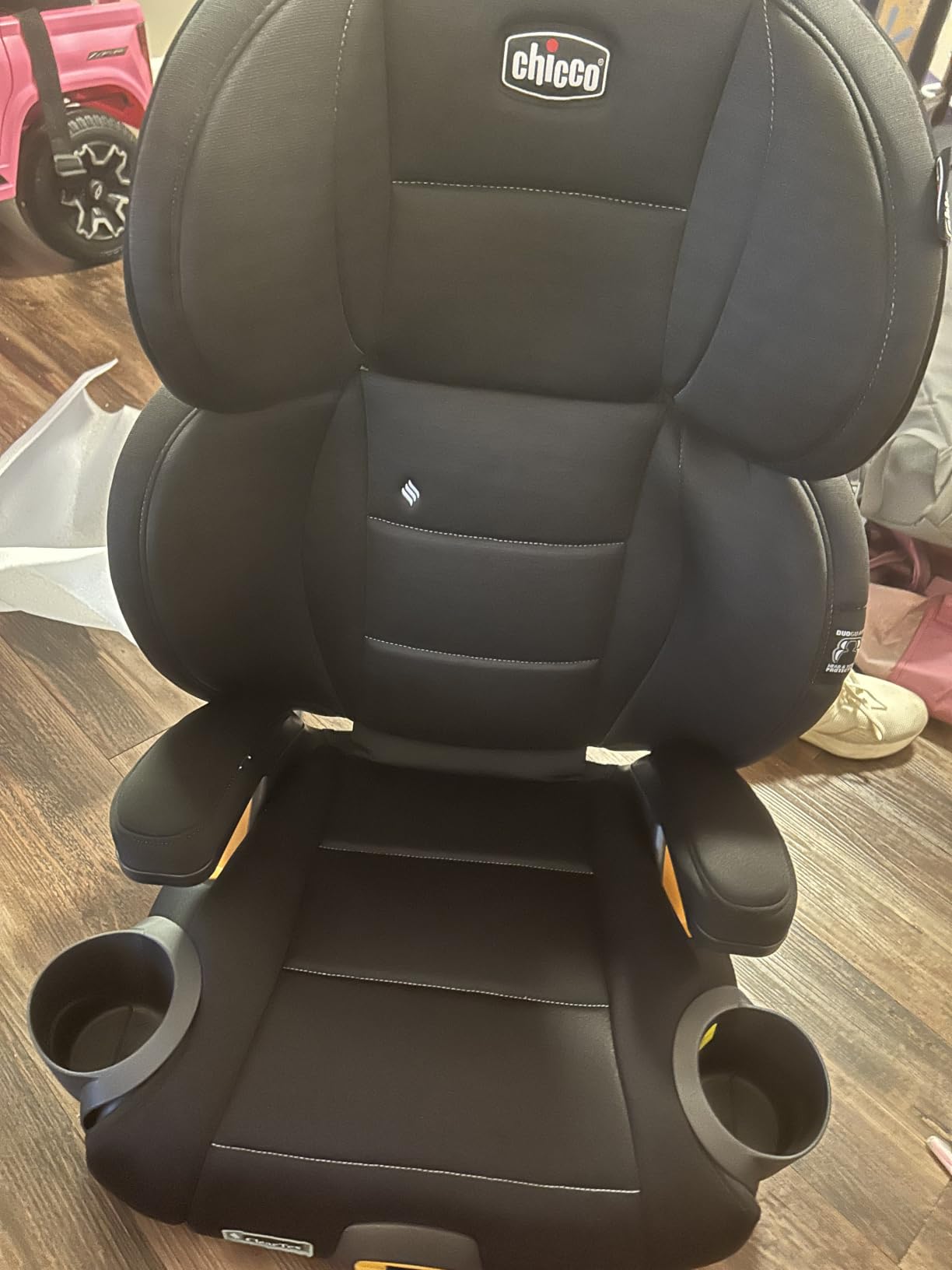 Chicco KidFit ClearTex Plus 2-in-1 Belt-Positioning Booster Car Seat, Obsidian/Black, 40-100 lbs, DuoGuard protection, ErgoBoost foam customer photo 2