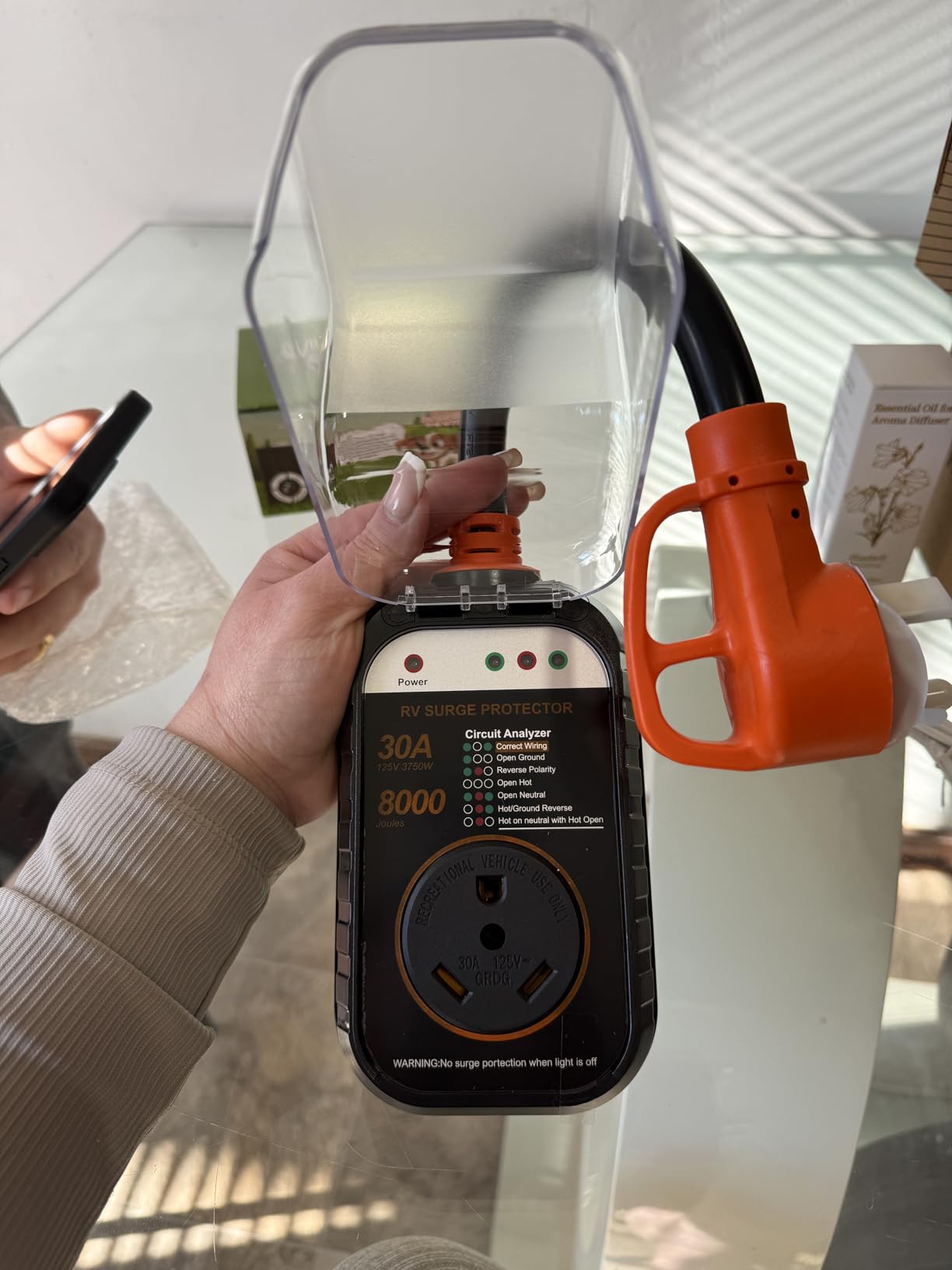 RV Surge Protectors 30 Amp RV Circuit Analyzer, [2026 New Upgraded & Gen2] Full Protection, RV Adapter Plug for Camper(Orange) customer photo 1