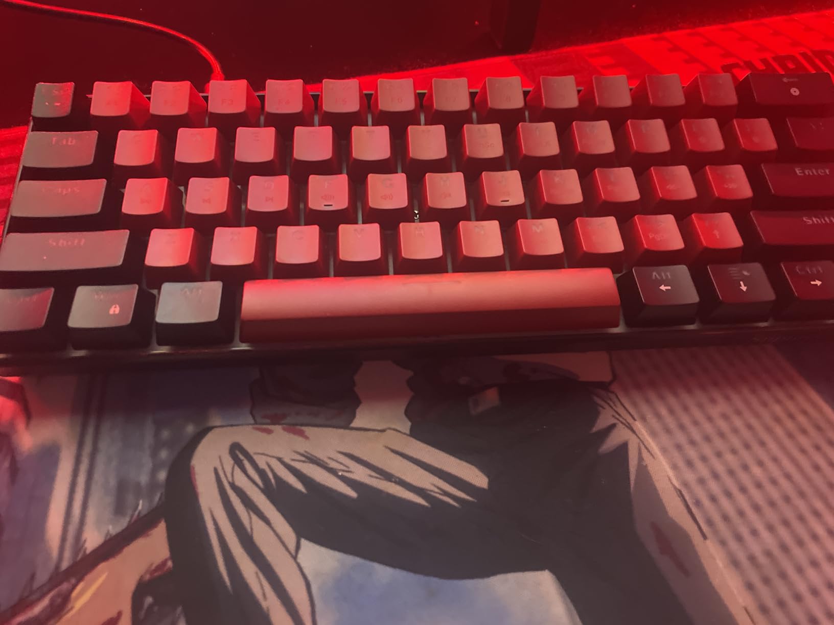 Snpurdiri 60% Wired Mechanical Gaming Keyboard, Mini Gaming Keyboard with 61 Keys for PC, Windows XP, Win 7, Win 10 (Black-Red, Red Switches) customer photo 2