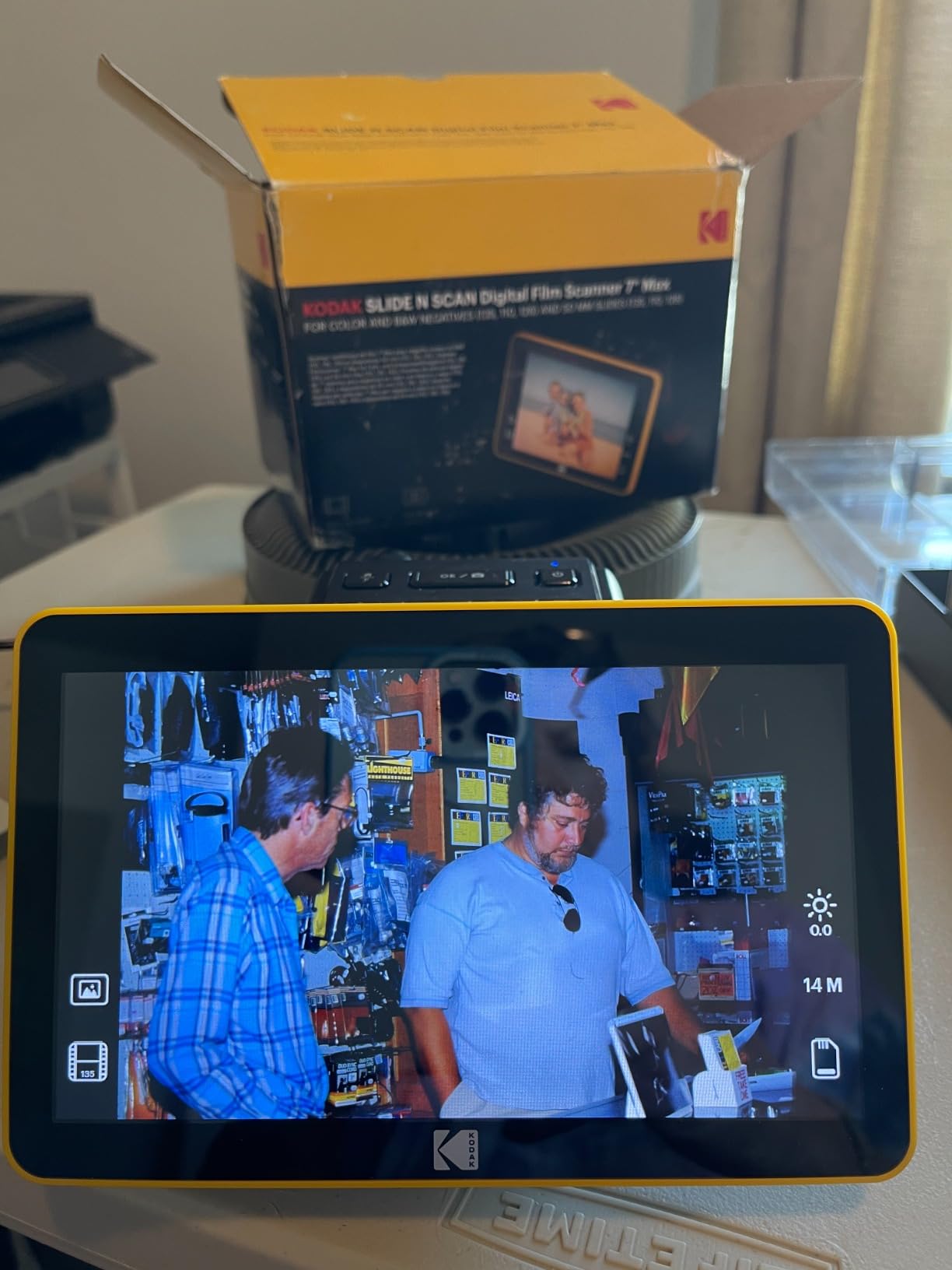 KODAK Slide N Scan Max Film Scanner, Slide Scanner, Black/Yellow | Converts color and B&W negatives to JPEG; saves to SD/SDHC card; tilts to any angle for photo frame use; USB-C customer photo 1