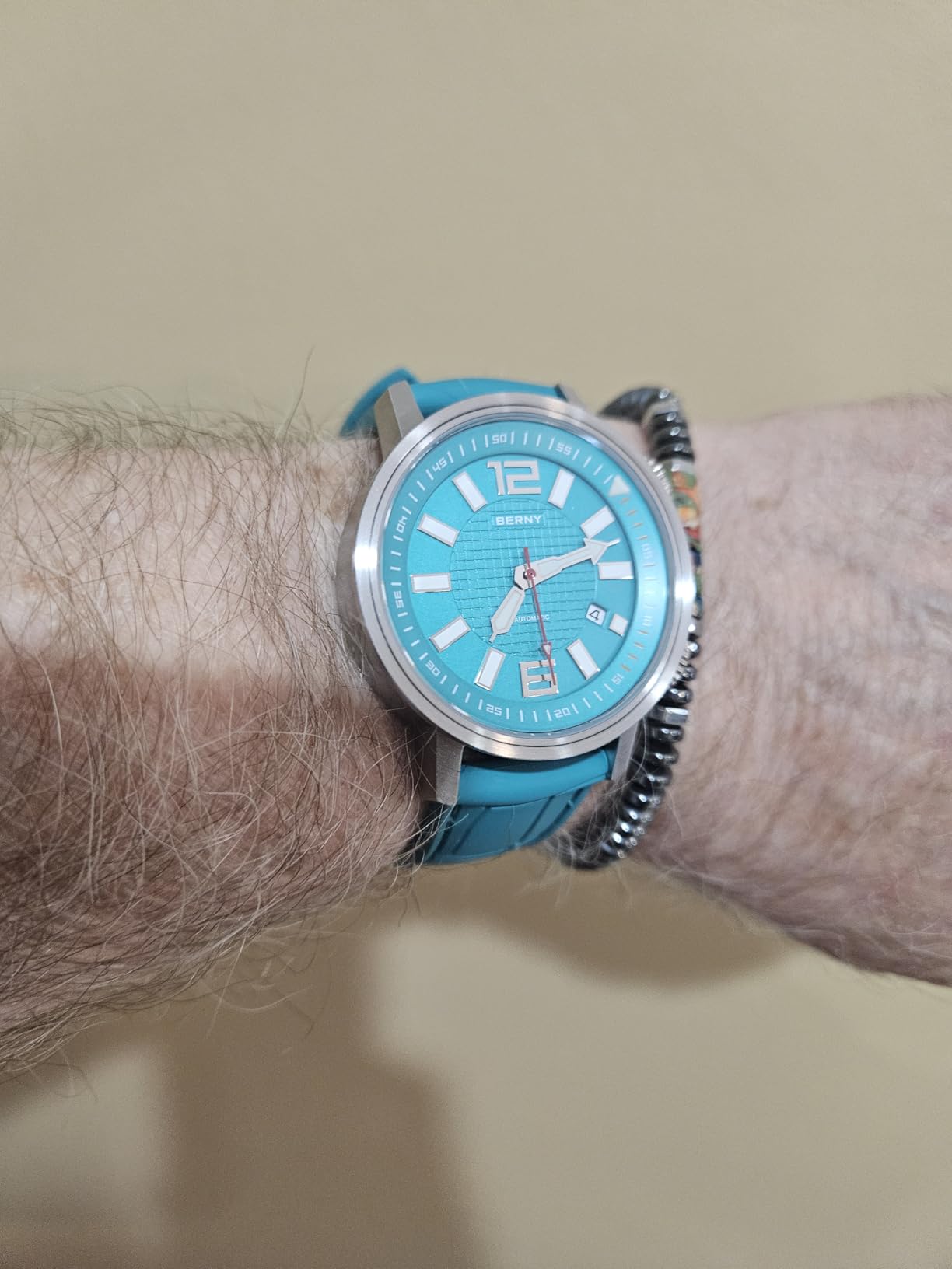 Automatic Mechanical Dive Watch for Men Self Winding Sport Silicone Strap Wristwatches Waterproof 20ATM Sapphire Glass Scratch Resistant Super Luminous-No Battery Required customer photo 1