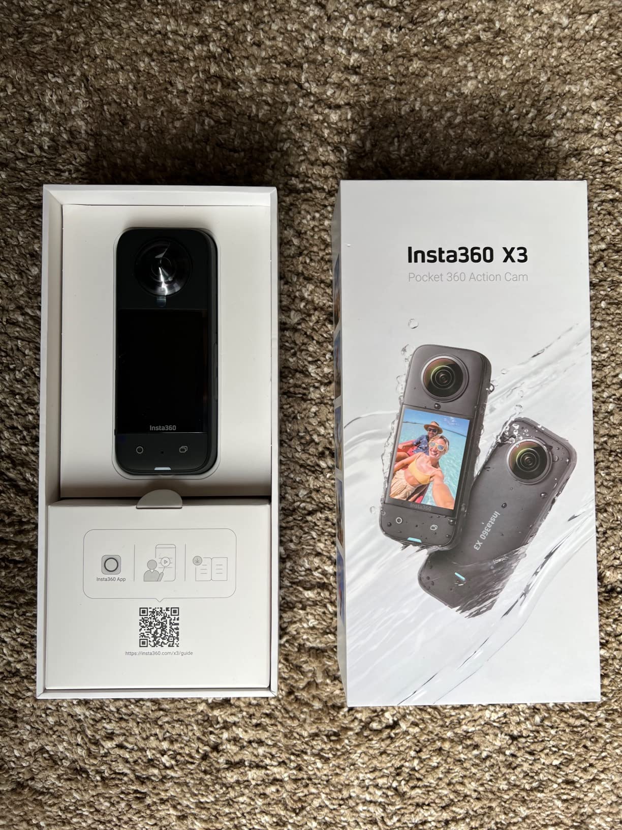 Insta360 X3 - 360 Action Camera with 5.7K 360 Active HDR Video, 4K Single-Lens Camera, Waterproof, FlowState Stabilization, 2.29