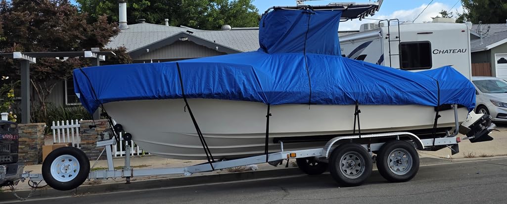 T-Top Boat Cover, 1200D Reinforced, Motor Cover, 22'-24', Gray | Heavy Duty, Trailerable, for Center Console with T TOP Roof customer photo 1