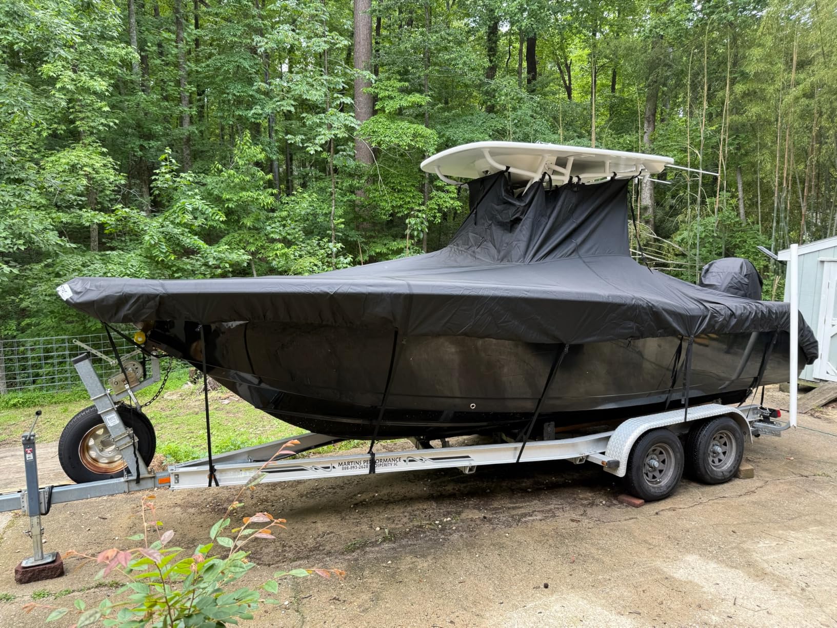 T-Top Boat Cover, 1200D Reinforced, Motor Cover, 22'-24', Gray | Heavy Duty, Trailerable, for Center Console with T TOP Roof customer photo 2
