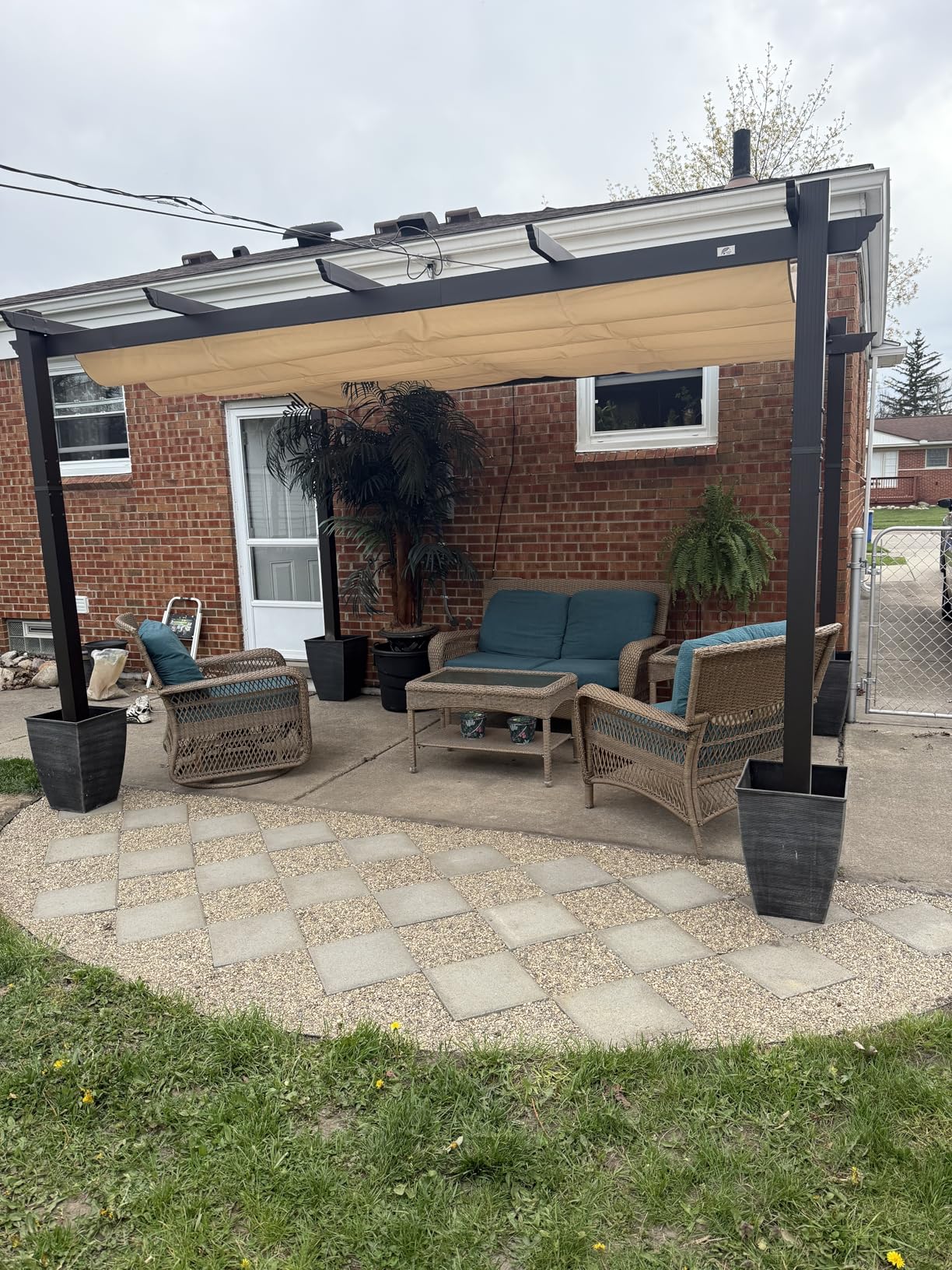 PURPLE LEAF Patio Pergola 10' X 13' Metal Retractable Canopy, Navy Blue | UV fabric for long use, All-aluminum for all weather, Powder coat, Less upkeep, Multiple sizes, Reliable worry-free support customer photo 2
