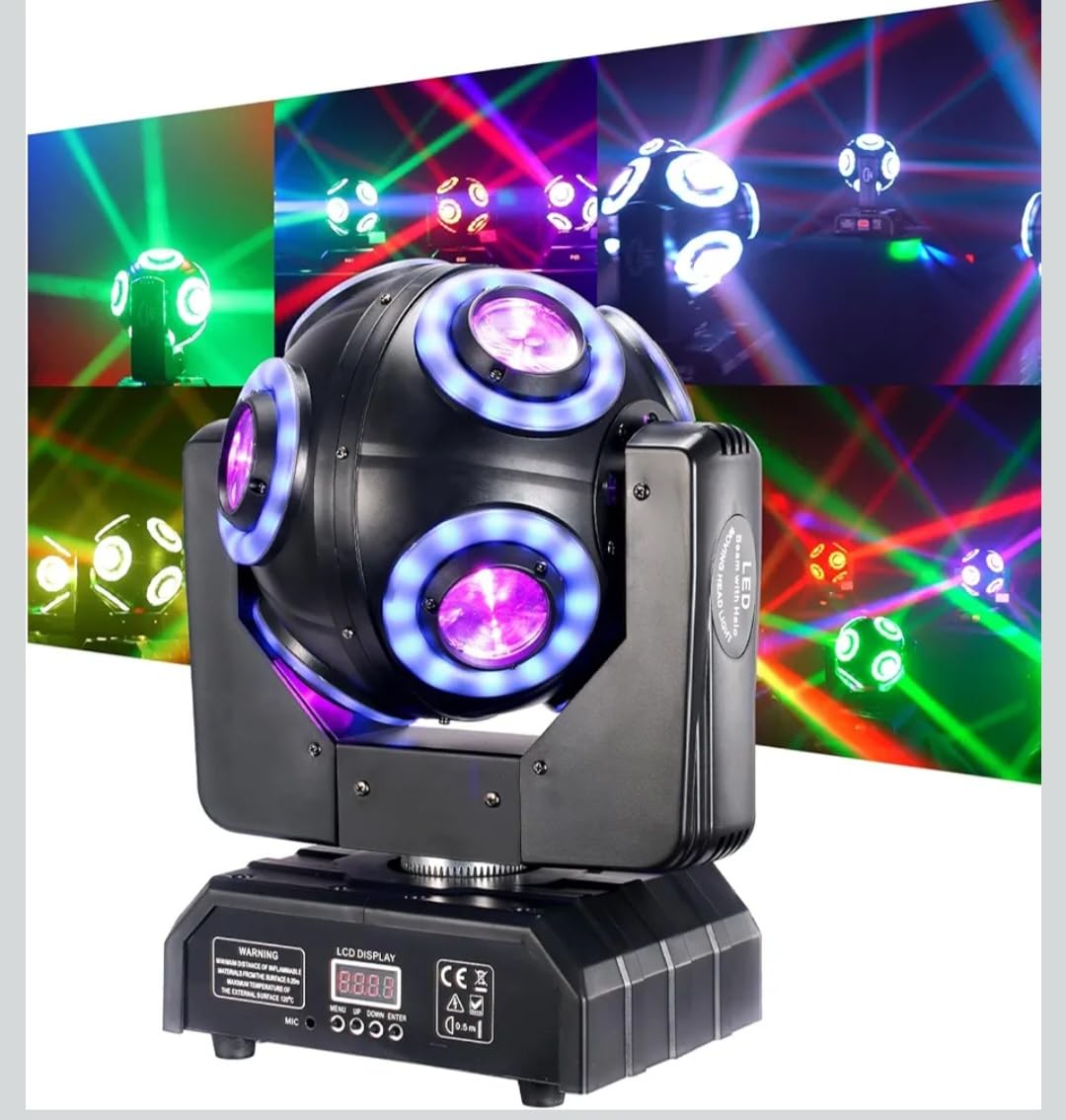 Moving Head Stage Light with Halo Beam 8x15W LED Stage Lights RGBW 4in1 DJ Lights 360°Moving Head DMX Sound Activated for Club Wedding Show customer photo 1