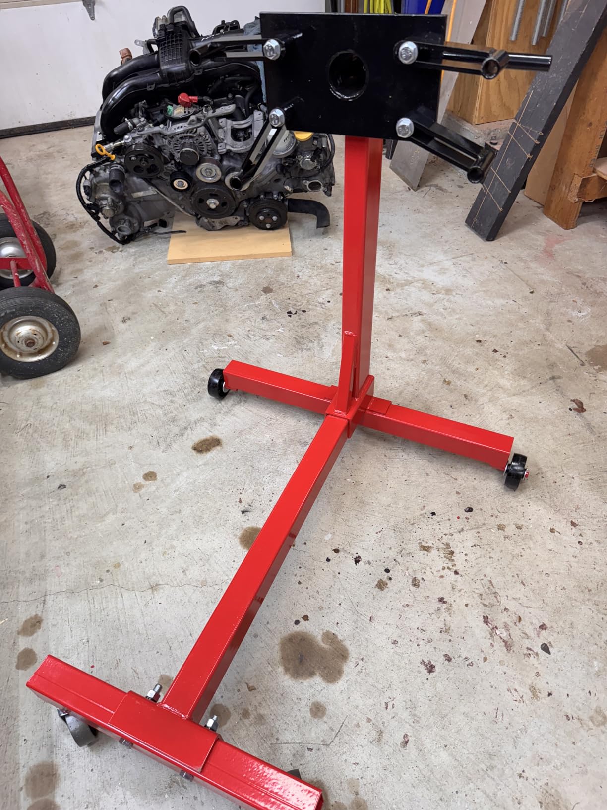 KUAFU Engine Stand 1/2 Ton 1,000 lbs Capacity 360 Degree Rotating Head | Adjustable Motor Stand w/Caster Wheels Heavy Duty Powder Coated Steel Red customer photo 1