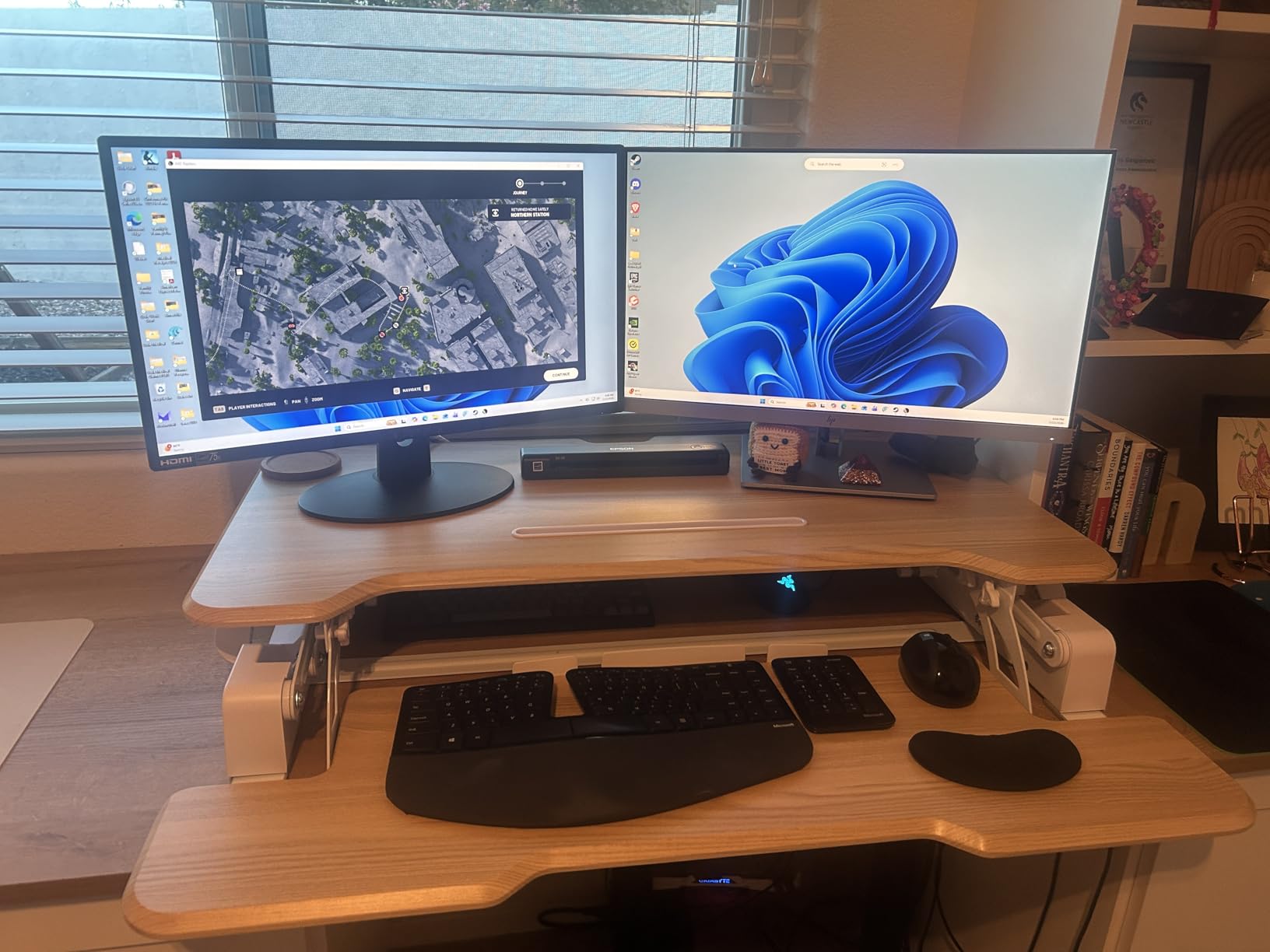Mount-It! 38 Inch Standing Desk Converter - Gas Spring Sit Stand Desk Riser for Dual Monitors - Height Adjustable Desktop Workstation with Keyboard Tray - Black customer photo 1
