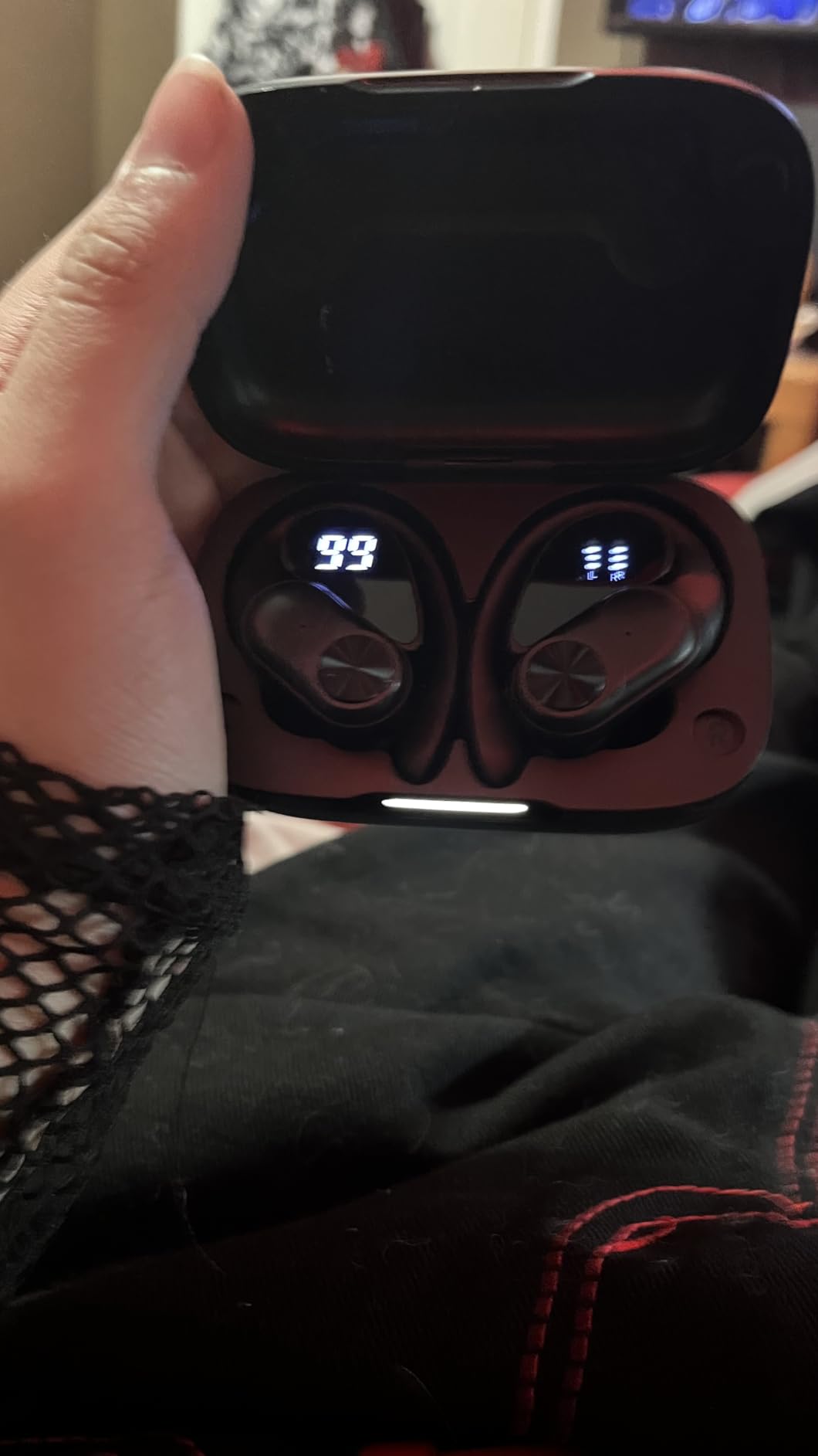 PocBuds Bluetooth Headphones Wireless Earbuds 80hrs Playtime Wireless Charging Case Digital Display Sport Ear Buds with Earhook Deep Bass IPX7 Waterproof Over-Ear Earphones for Phone Laptop Beige customer photo 1
