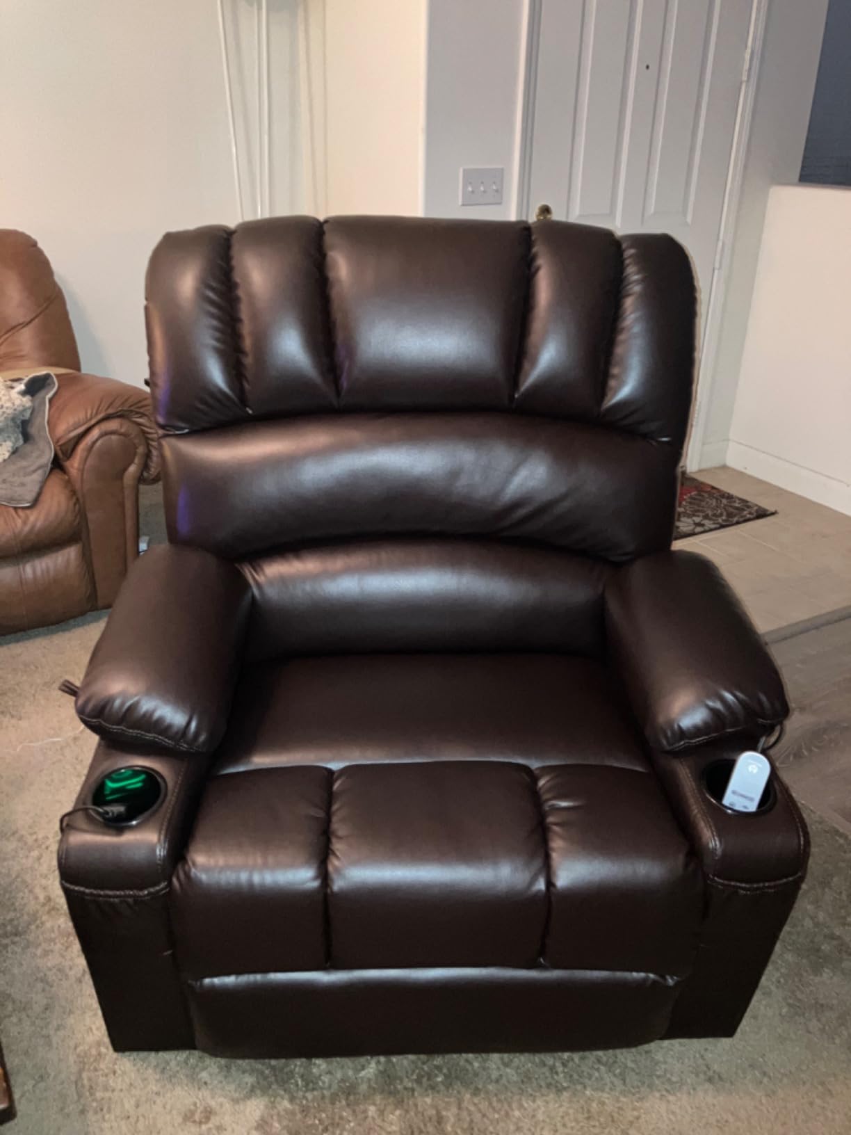 MCombo Power Lift Recliner Chair for Elderly, Lift Chair with Heat and Massage, USB &Type C Ports, Cup Holders, Fabric 7095 (Medium, Mocha) customer photo 1