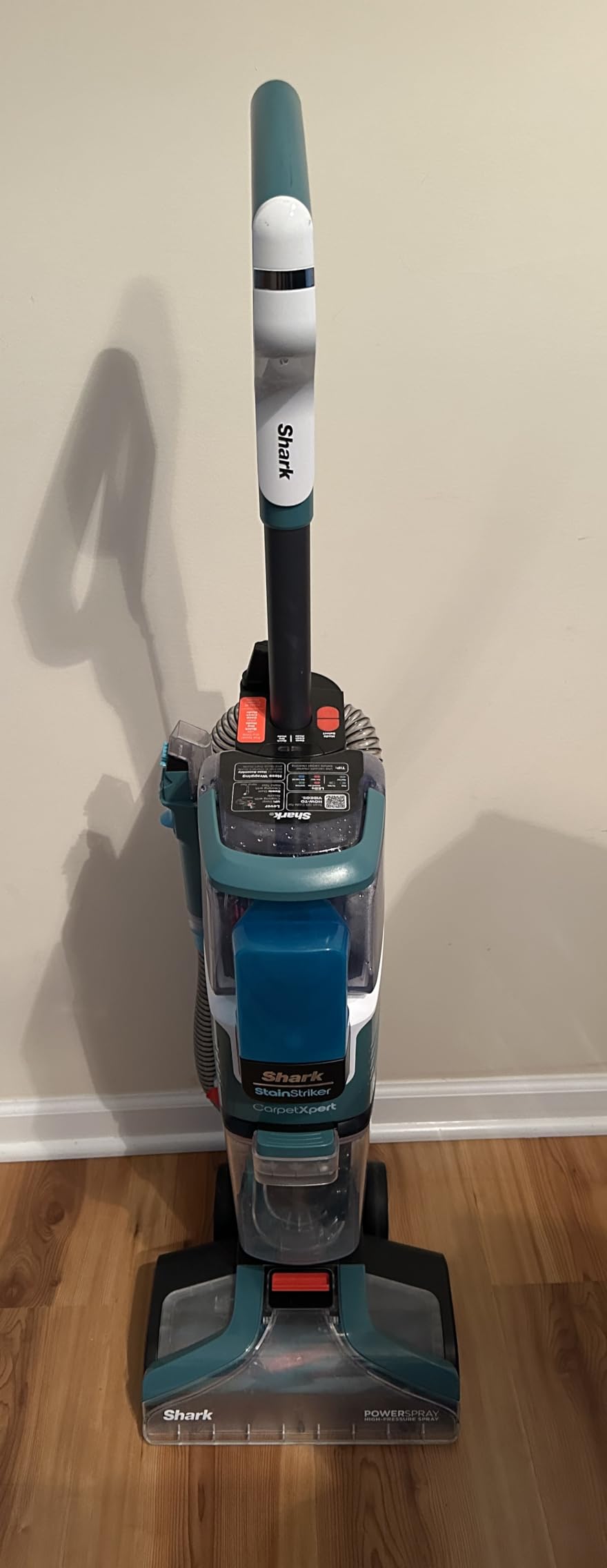 Shark CarpetXpert Upright Carpet, Area Rug & Upholstery Cleaner, Carpet Shampooer with StainStriker Handheld Tough Stain Eliminator, 3 Cleaning Tools, White, EX201 customer photo 1