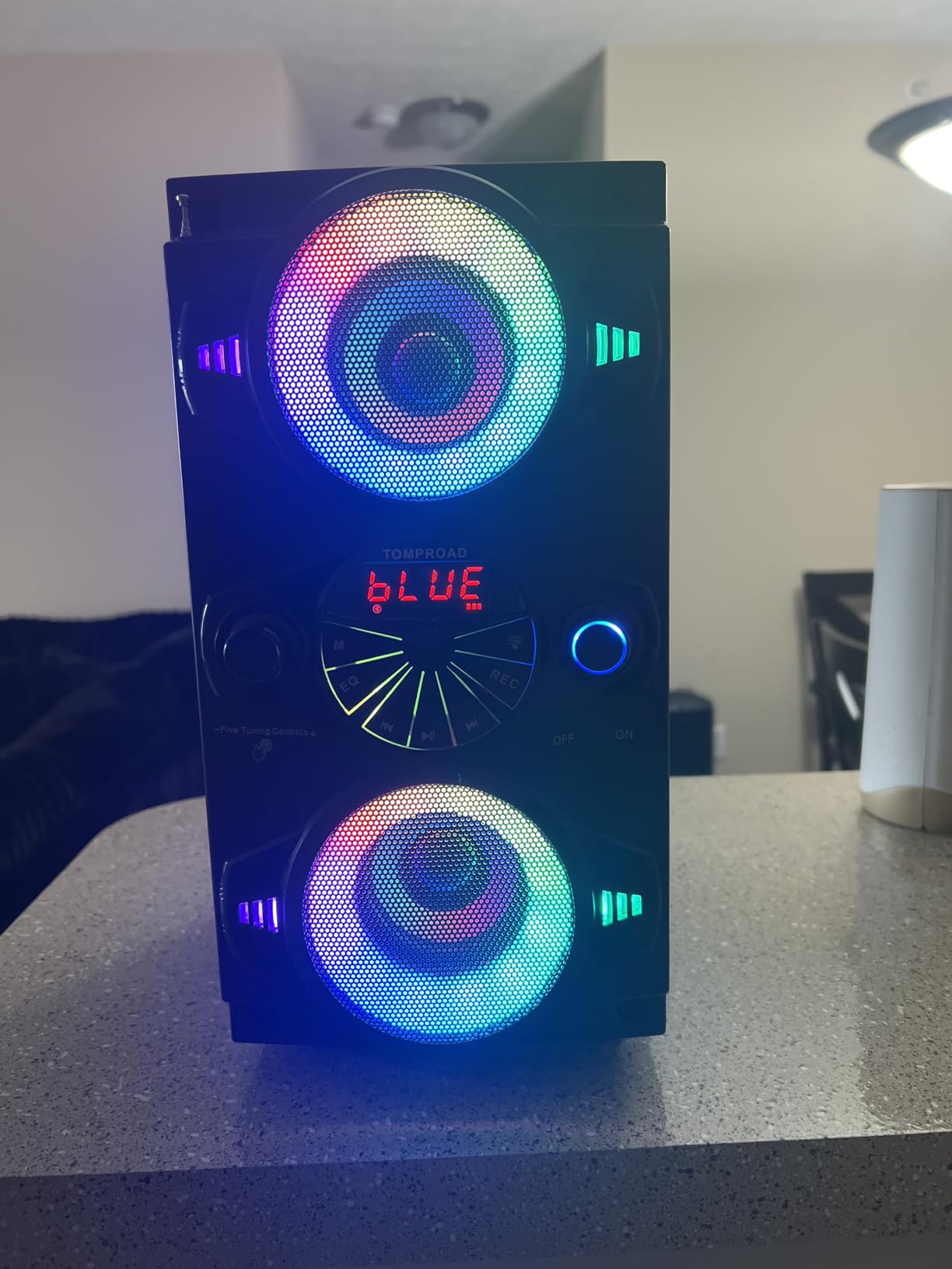 Bluetooth Speakers, 60W Portable Wireless Loud Outdoor Home Party Bluetooth Speaker with Subwoofer, FM Radio, LED Colorful Lights, Microphone, Remote and Big Powerful Stereo Deep Bass Sound Boombox customer photo 2