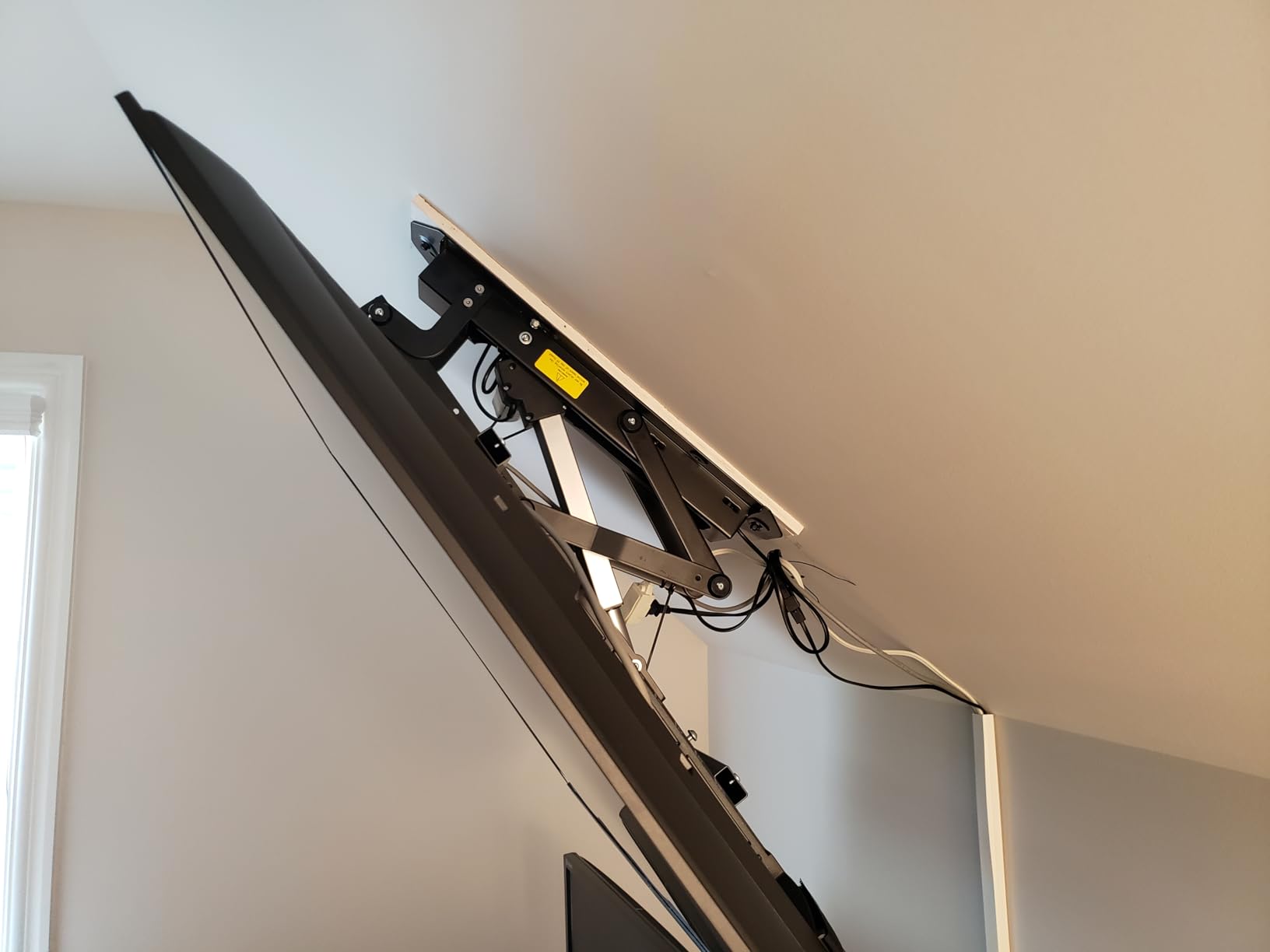 TOPSKY Motorized Ceiling TV Mount, 32-70 in TVs, 88 lb Capacity | Motorized flip down, 0-80 degree tilt, Supports 32-70 TVs up to 88 lbs, Fits flat and select angled ceilings customer photo 1