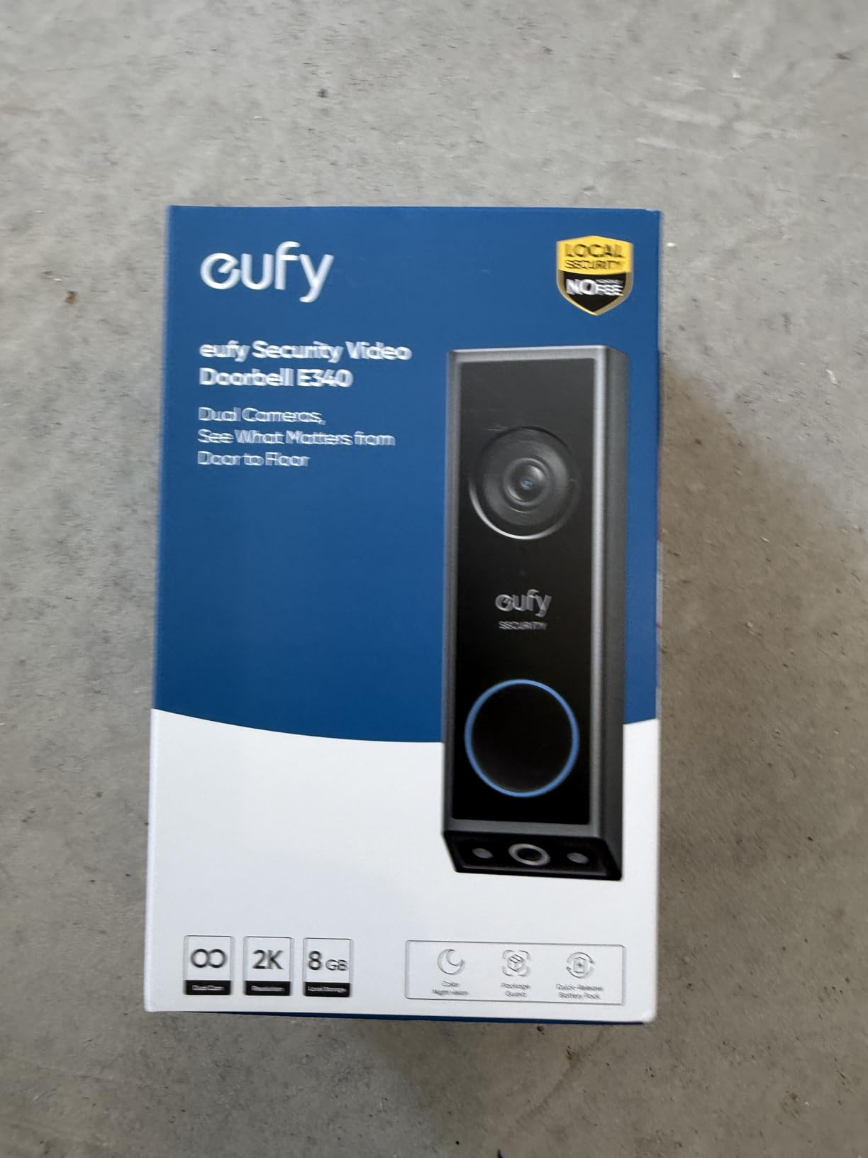 eufy Security Video Doorbell E340, No Subscription, Dual Cameras, 2K FHD, Head-to-Toe View, Doorbell Camera Wireless & Wired, Color Night Vision, Two-Way Talk, AI Motion/Package Detection, Built-in 8GB customer photo 1