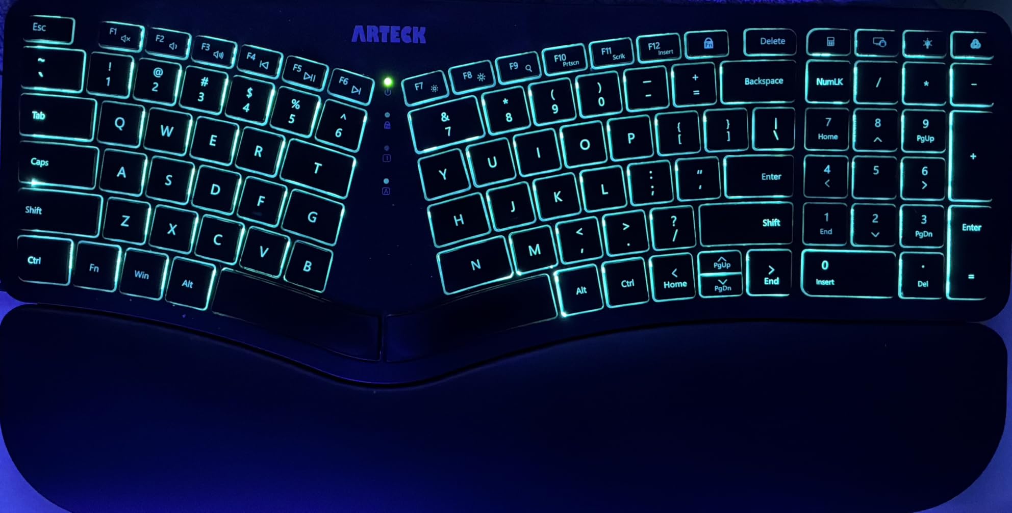 Arteck Ergonomic USB Wired Keyboard with Cushioned Wrist & Palm Rest, Backlit 7 Colors & Adjustable Brightness Comfortable Natural Split Keyboard with 6 Feet Wire for Windows Computer Desktop Laptop customer photo 2