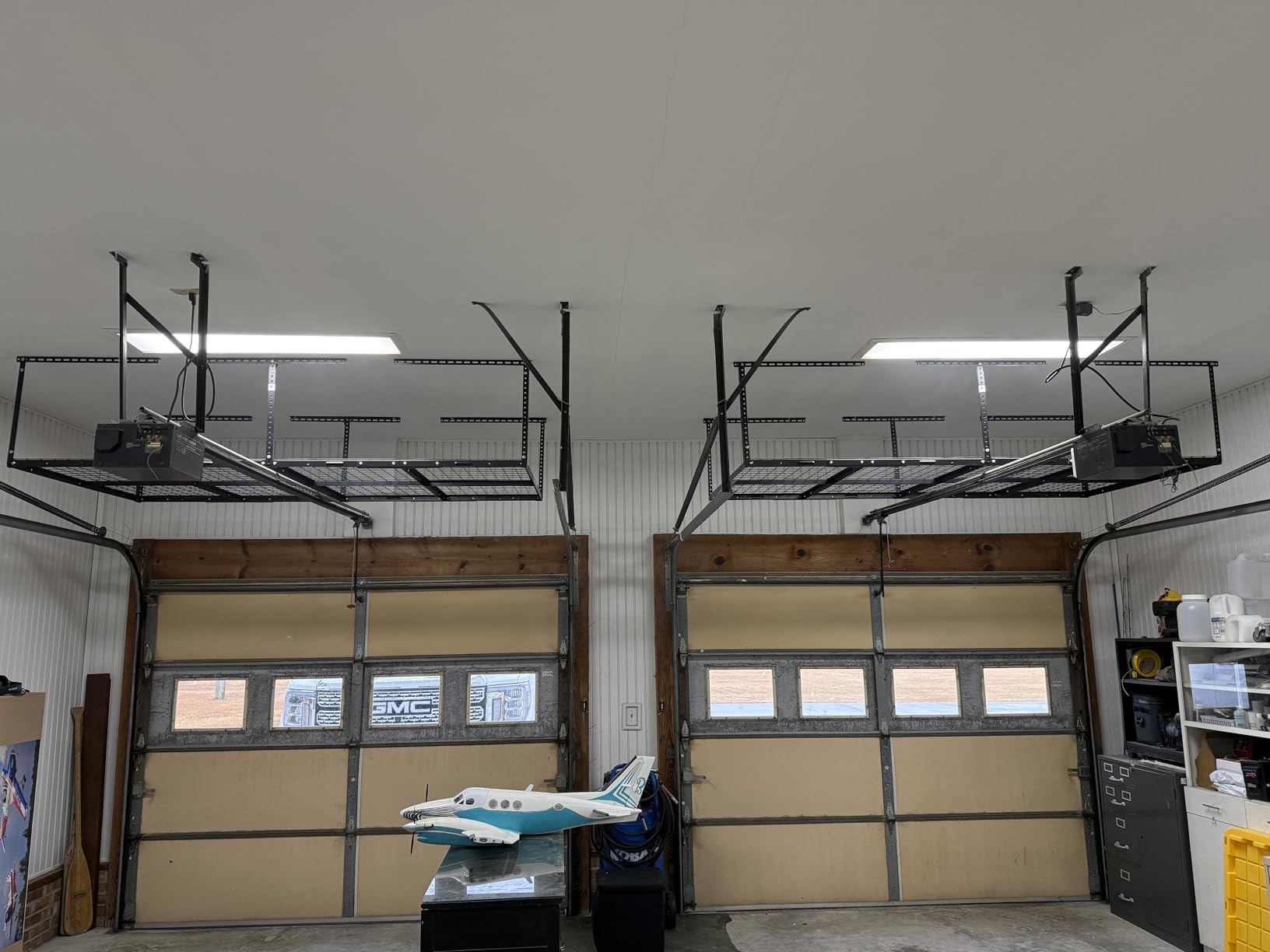 4ftx8ft Overhead Garage Storage Rack, Heavy-Duty Metal Garage Ceiling Storage Rack, 22''-40