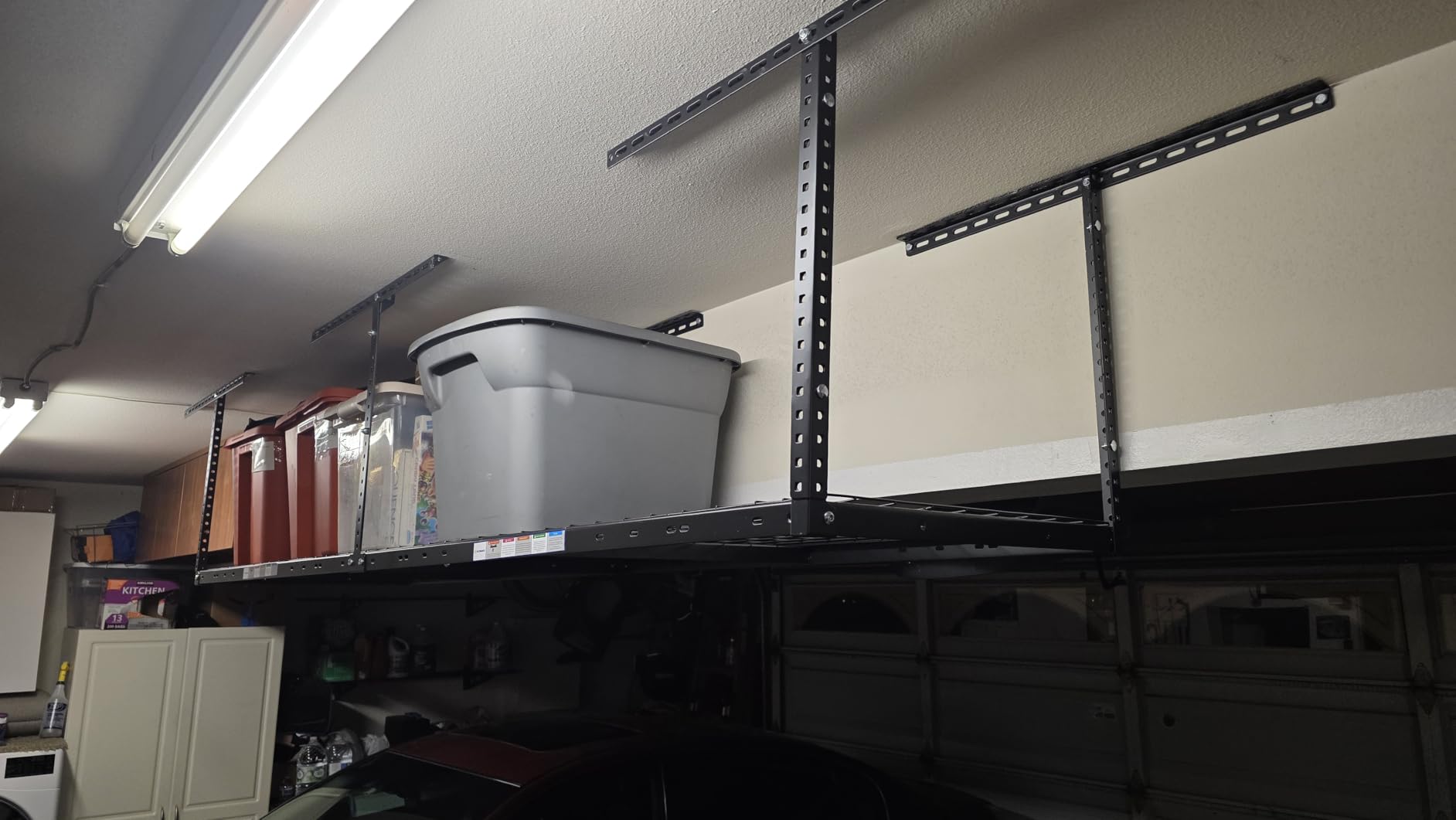 4ftx8ft Overhead Garage Storage Rack, Heavy-Duty Metal Garage Ceiling Storage Rack, 22''-40