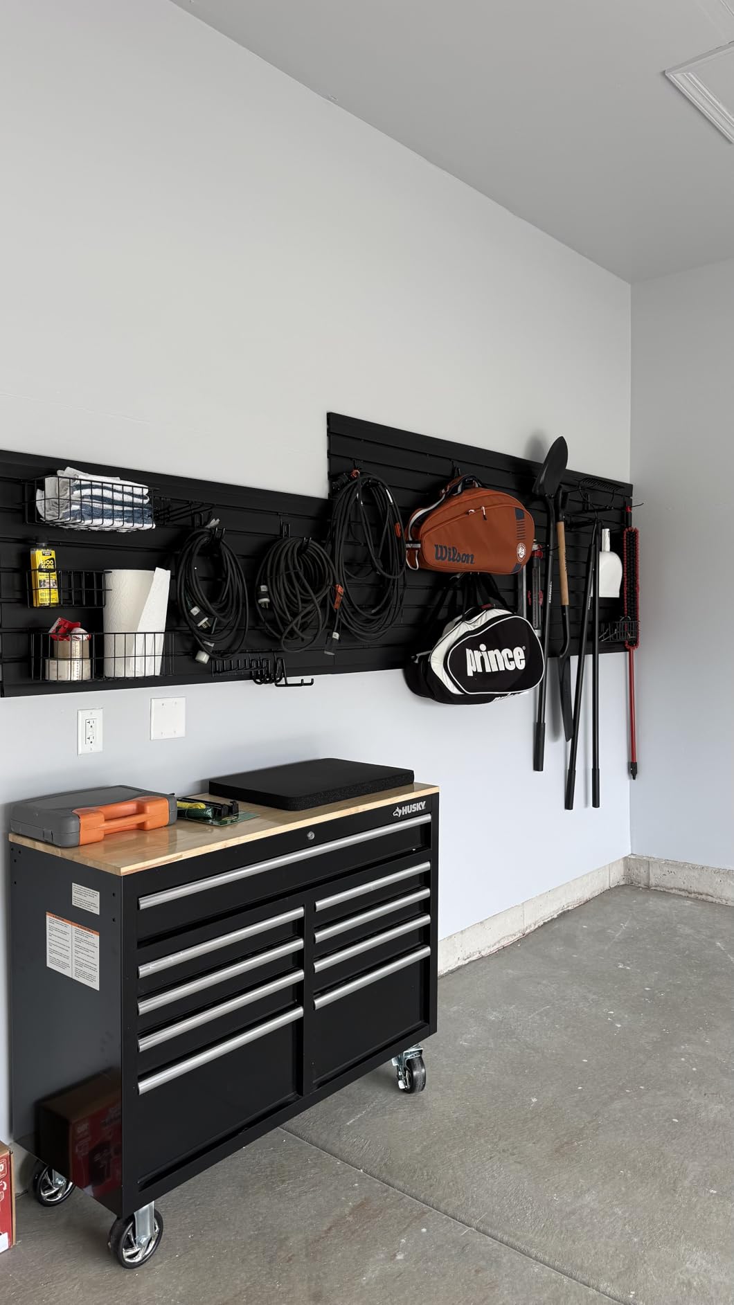 FRAYSCENT Slat Wall Paneling Garage Slat Wall Storage Systems Slatwall Panels Power Tool Organizer Wall Mount, PVC Garage Storage & Organization Products Slate Board (Black, 4ft x 8ft) customer photo 2
