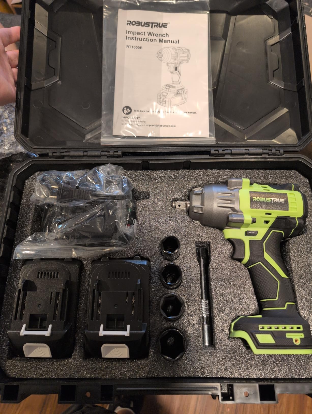 Robustrue 1600N.m (1180ft-lbs) Cordless Impact Wrench, 1/2 High Torque Brushless Impact Gun, 2400RPM Power, 2 x 4.0Ah Batteries, Fast Charger, Impact Wrench for Heavy Duty Truck RV Mower customer photo 1