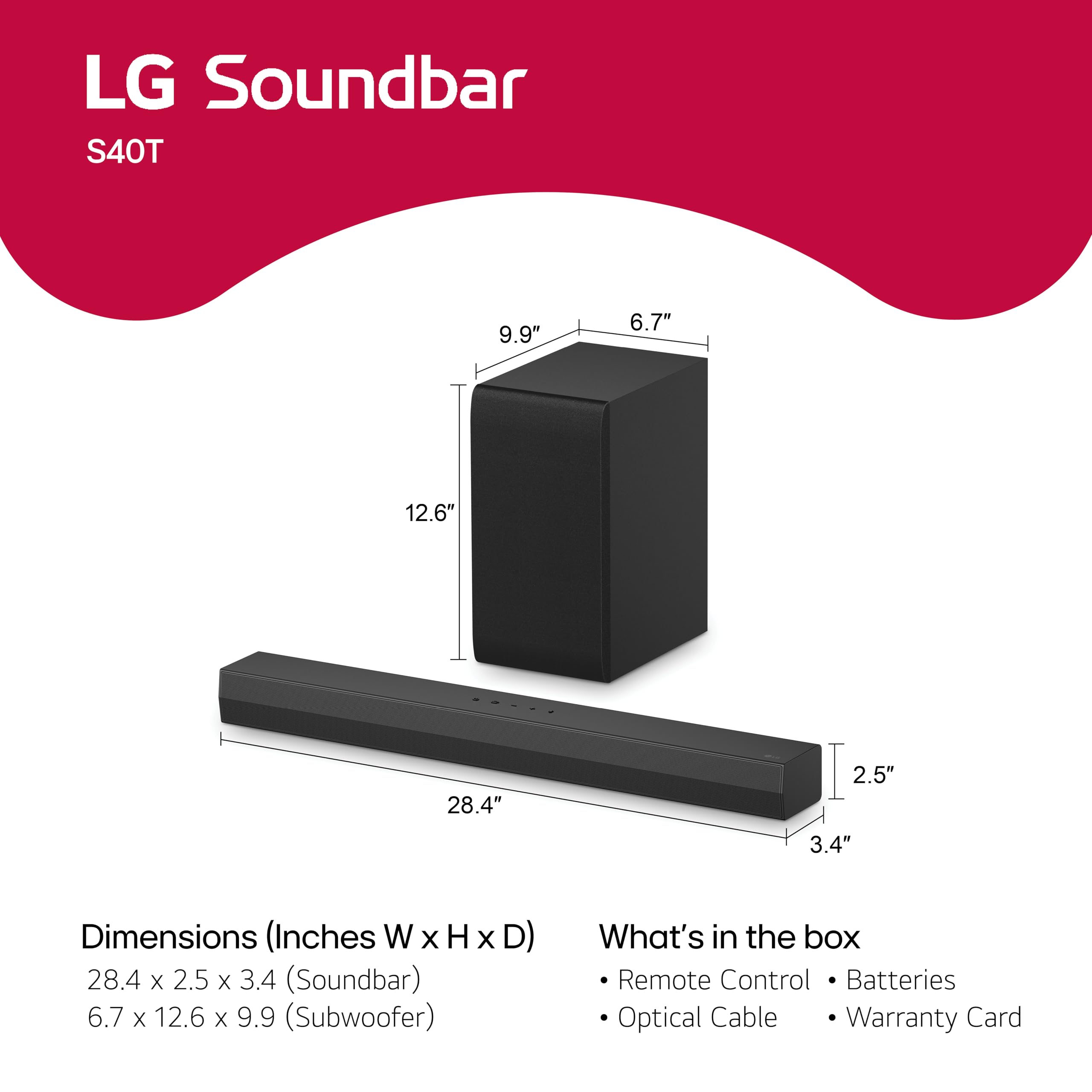 LG S40T 2.1 ch. Soundbar with Wireless Subwoofer, TV Synergy, Wow Interface, AI Sound Pro customer photo 2