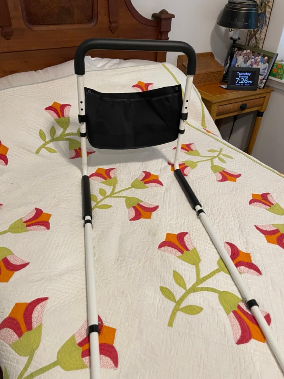 Bed Rails for Elderly Adults, Adjustable Bed Assist Rails for Seniors, Portable Bed Support Bar Mobility Assistant with Foam Handle & Double Side Storage Bag Fits King, Queen, Full, Twin Bed customer photo 1