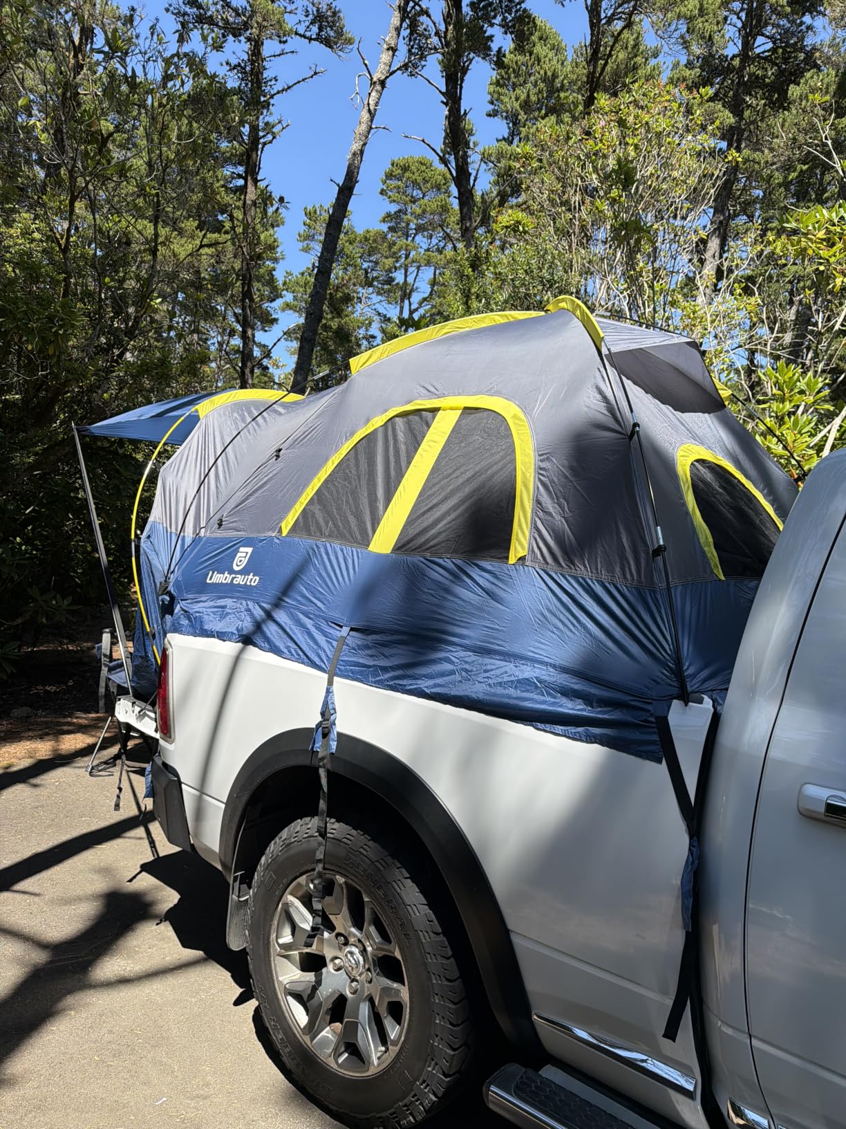 Truck Bed Tent with Awning: 6.4-6.7FT PU3000mm Waterproof Tailgate Pickup Truck Tents, Easy Set-up for 2 Person, Fits Full Size Short Bed, Chevy, Dodge, Ford, GMC, Green customer photo 2